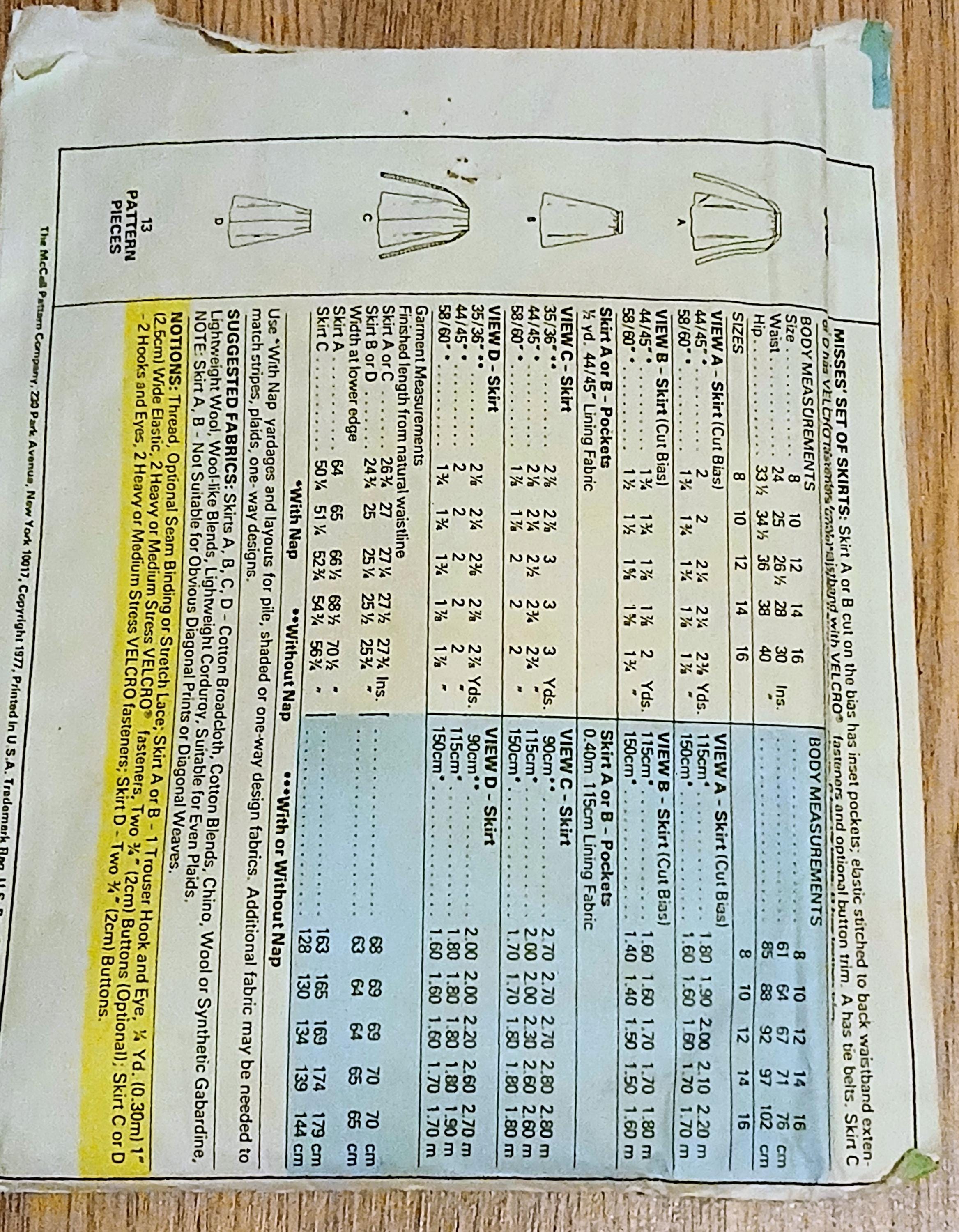 Vintage Sewing Patterns - McCalls - 1977 to 1979 - Your Choice