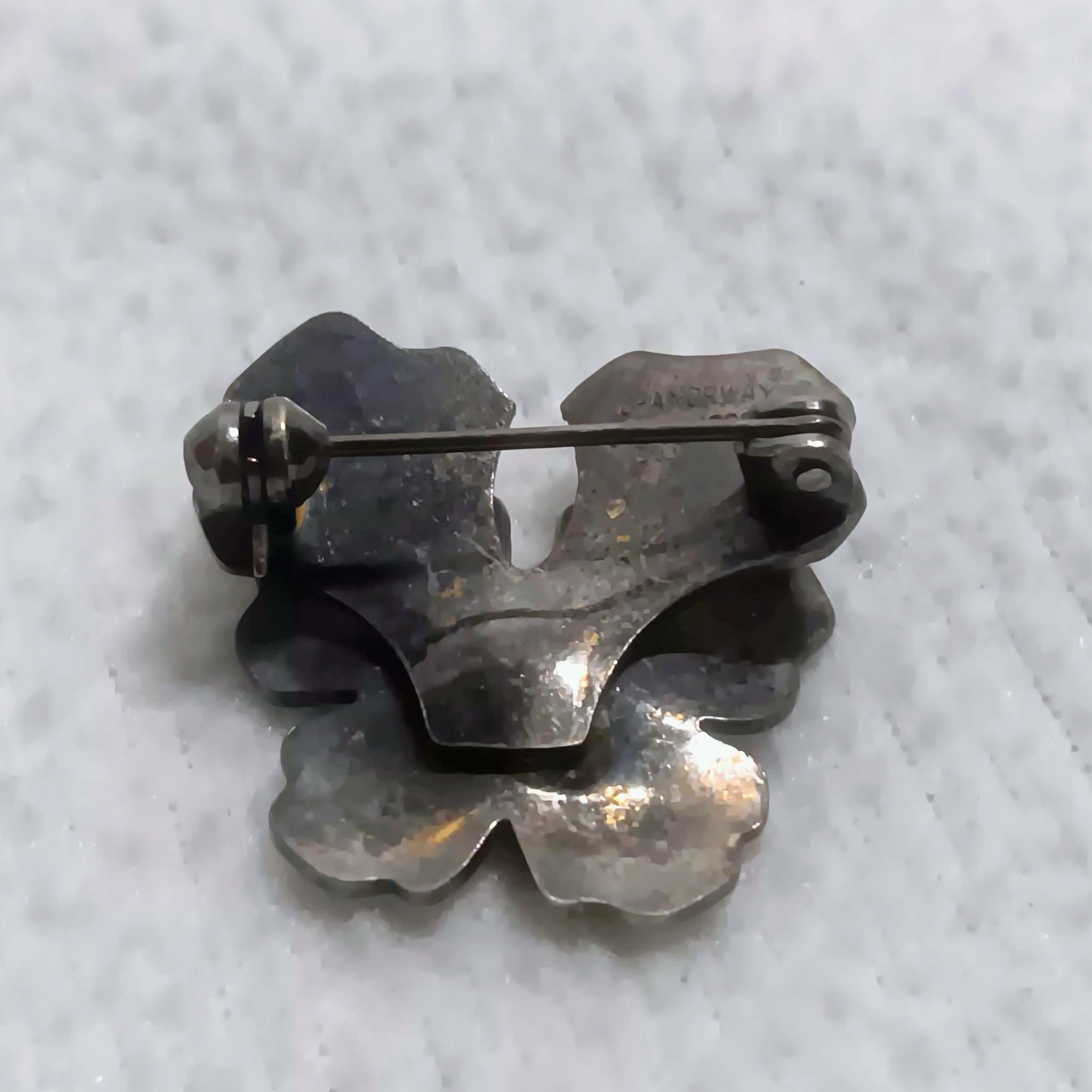 Vintage David Andersen of Norway Pansy Brooch - Sterling Silver & Enamel