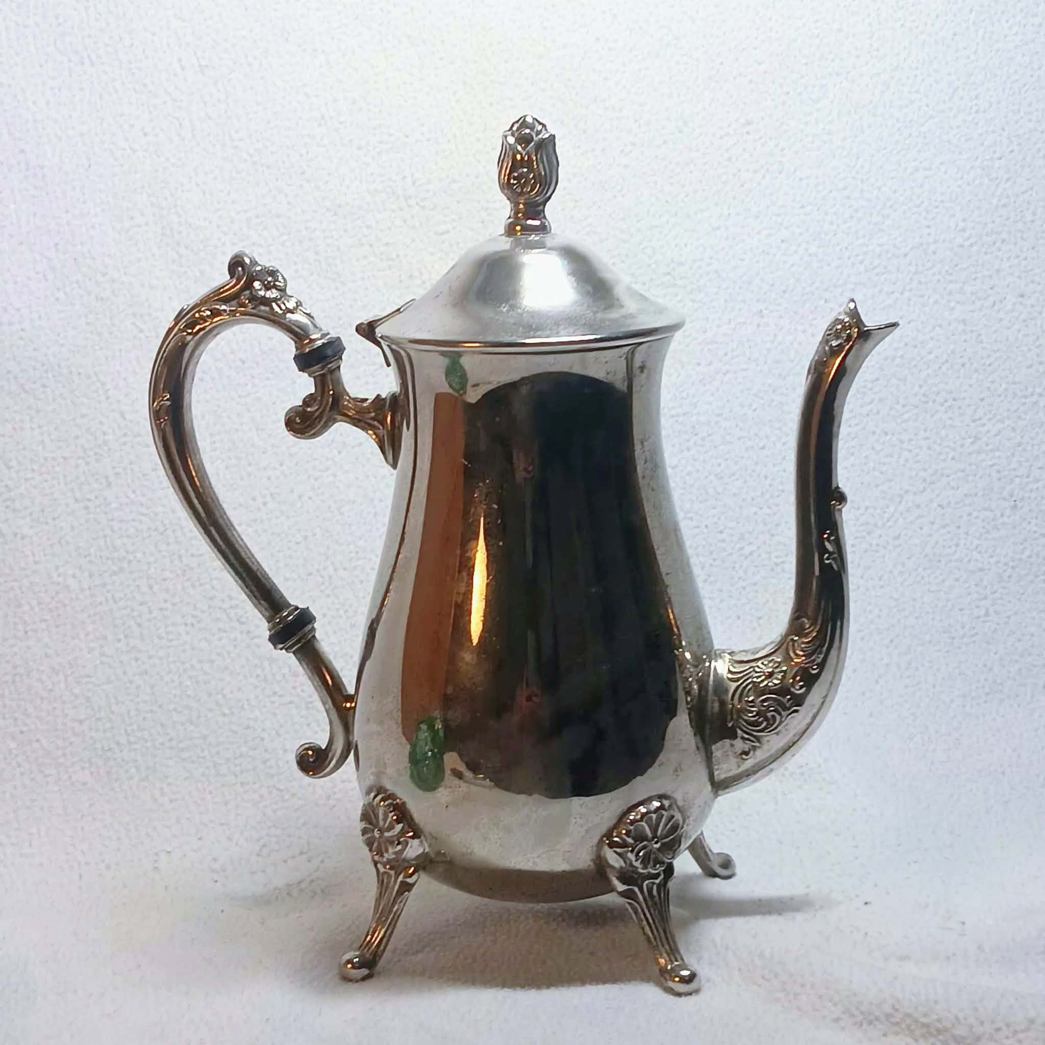 Vintage International Silver Silverplate Teapot Ornate Footed Tea Pot Classic Serveware