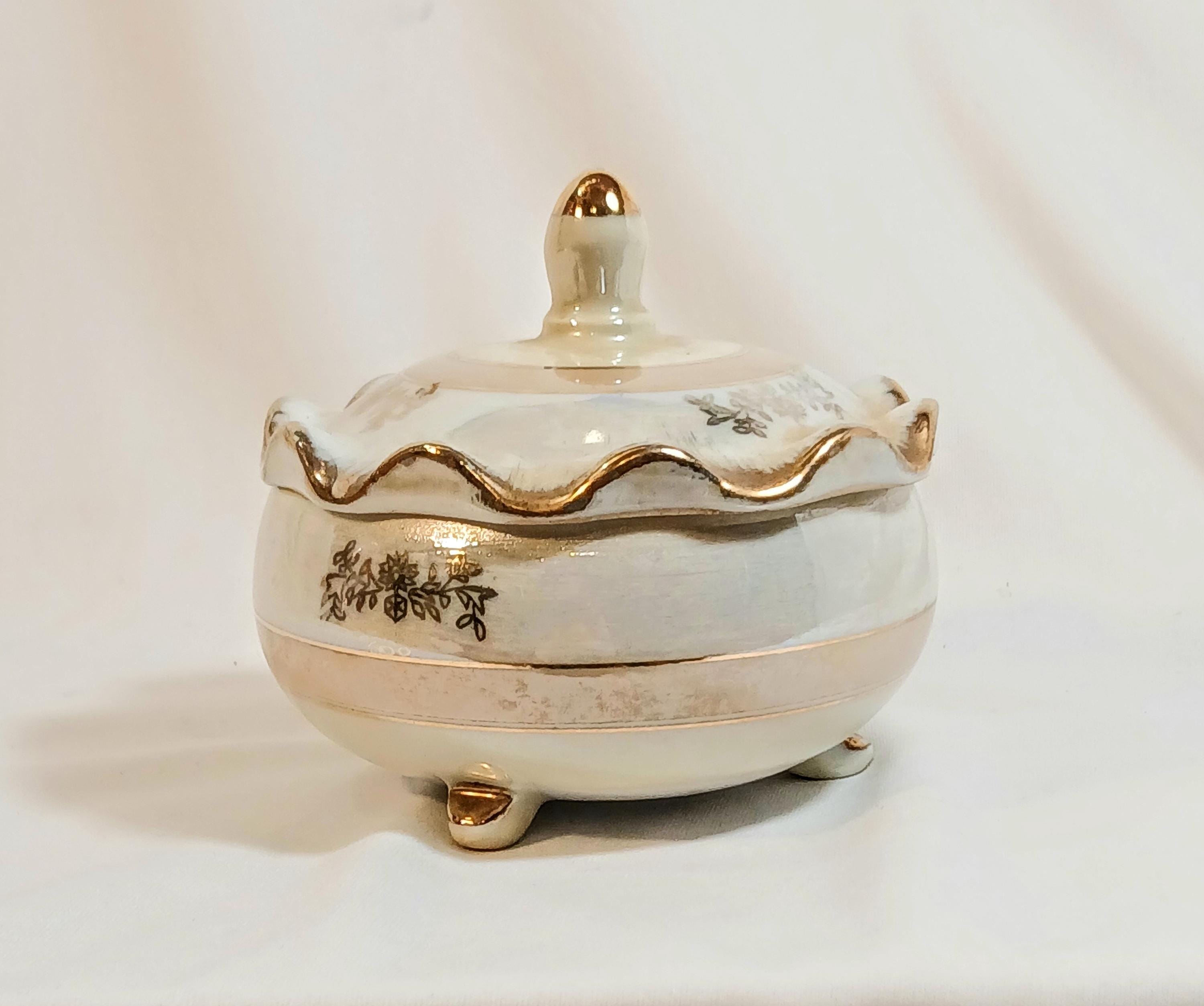 Vintage Trinket Box by Norleans - Porcelain Lusterware