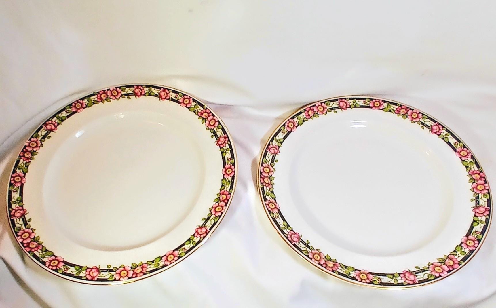 Pair of Antique Booths Silicon China Dinner Plates, England c. 1895–1910