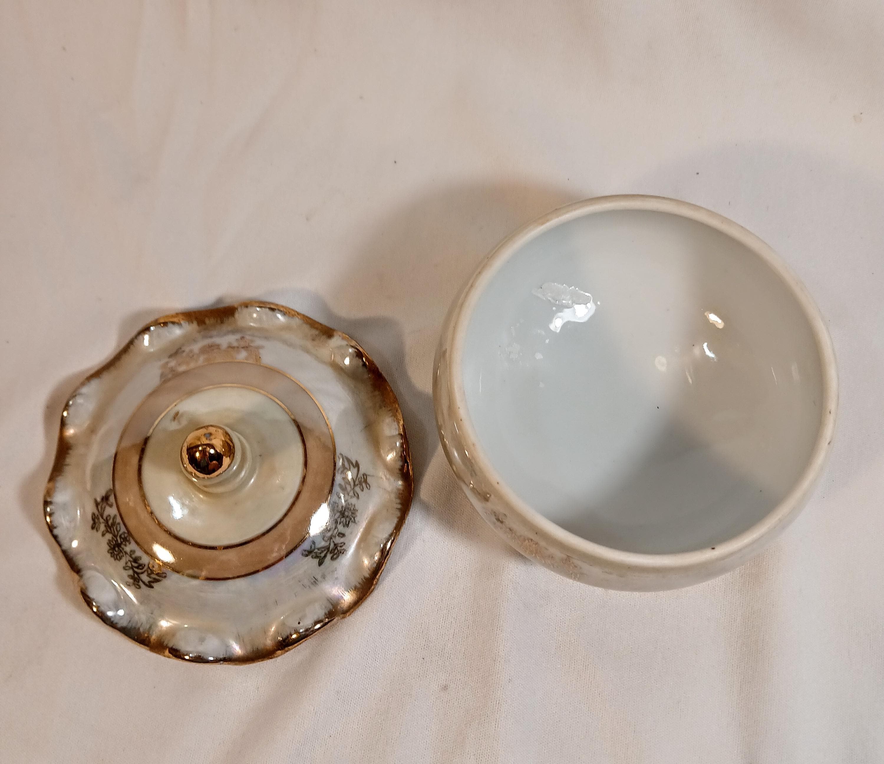 Vintage Trinket Box by Norleans - Porcelain Lusterware