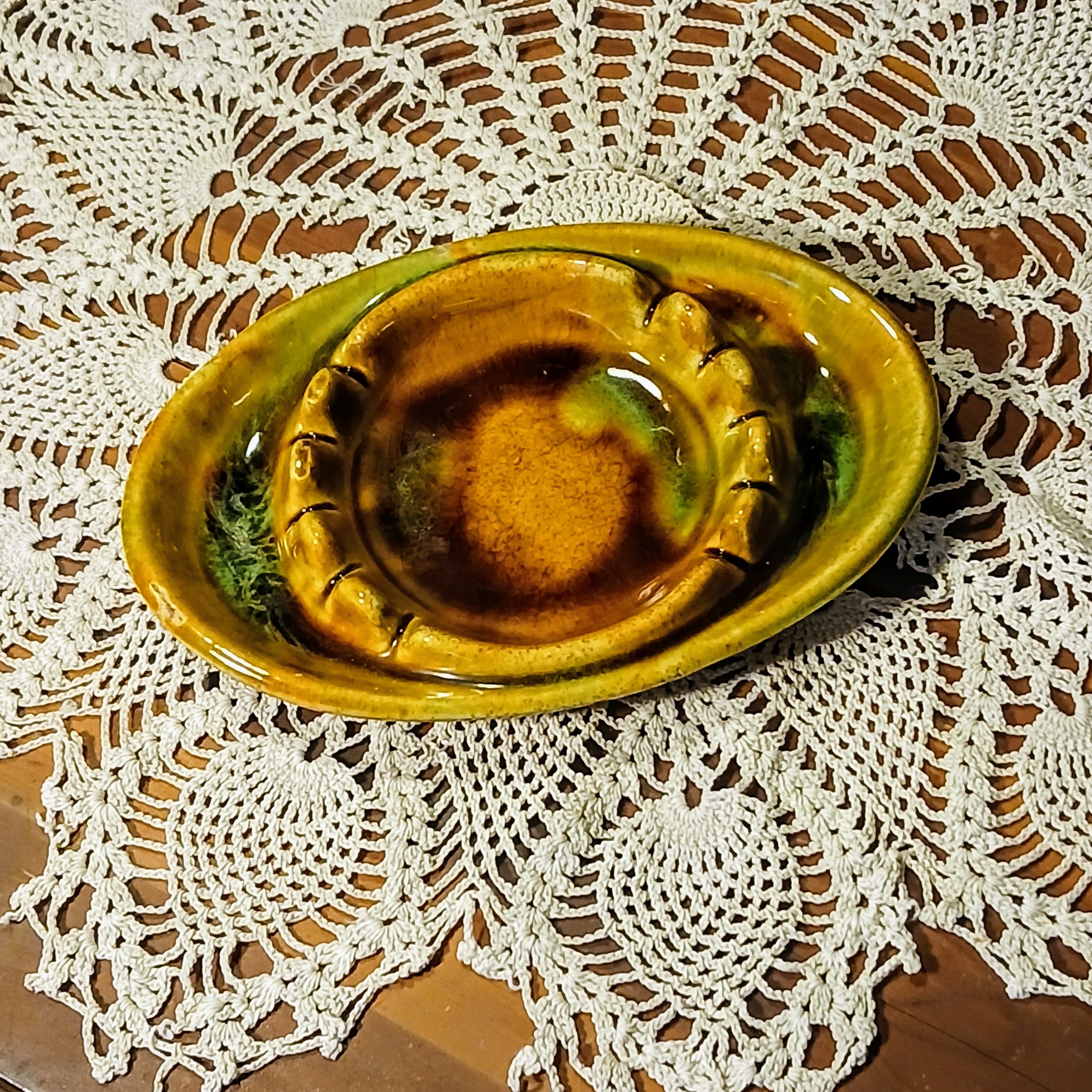 Vintage Ceramic Ashtray - California Pottery Drip Glaze