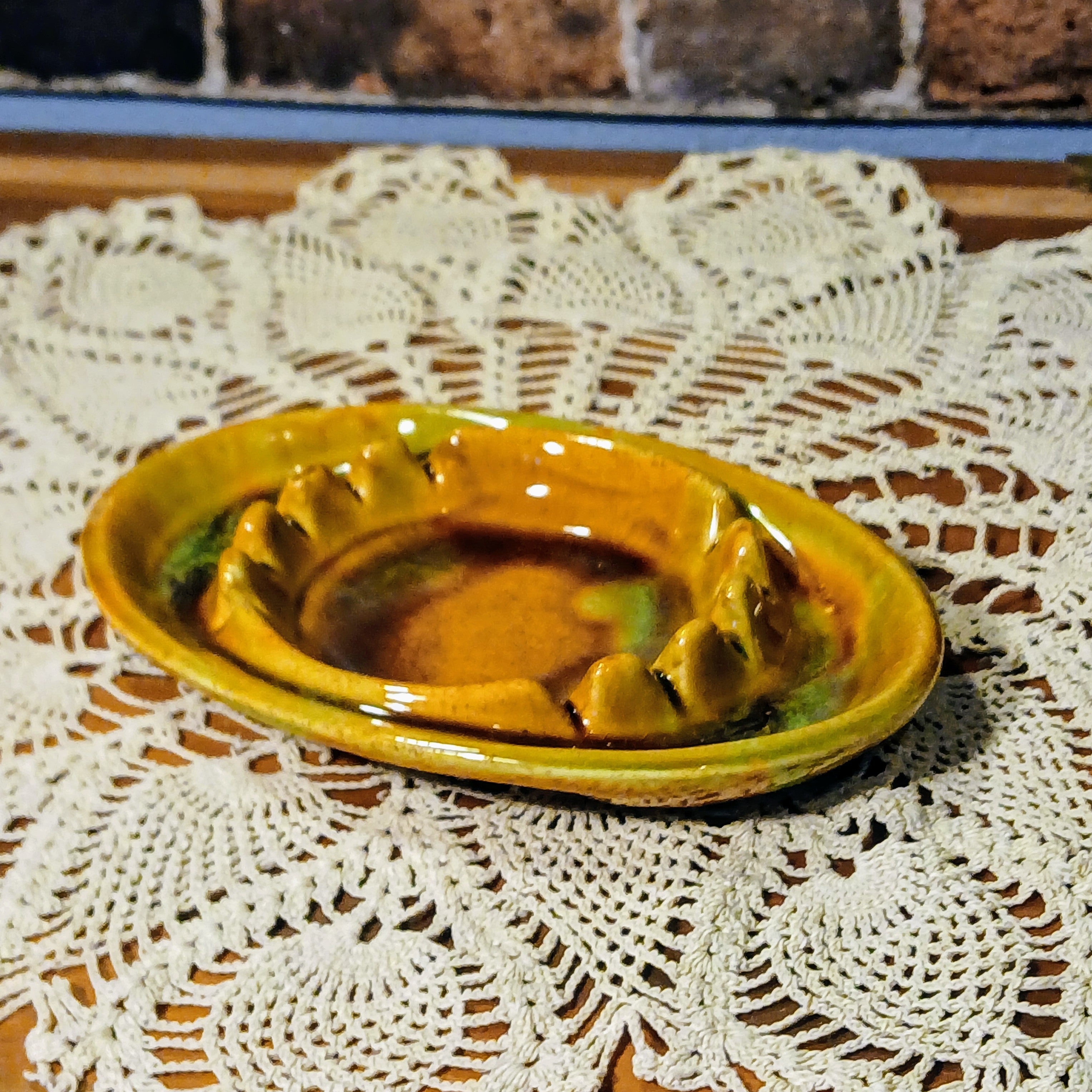 Vintage Ceramic Ashtray - California Pottery Drip Glaze
