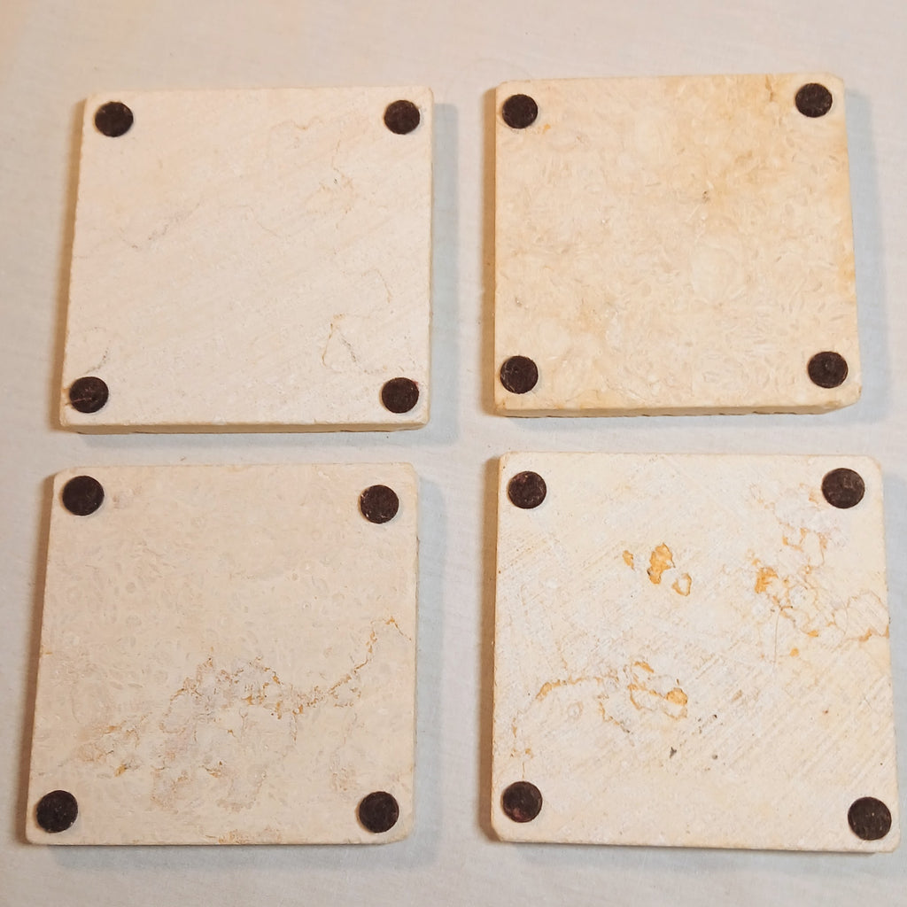 Stone Coasters - leaping Deer Motif - Set of Four
