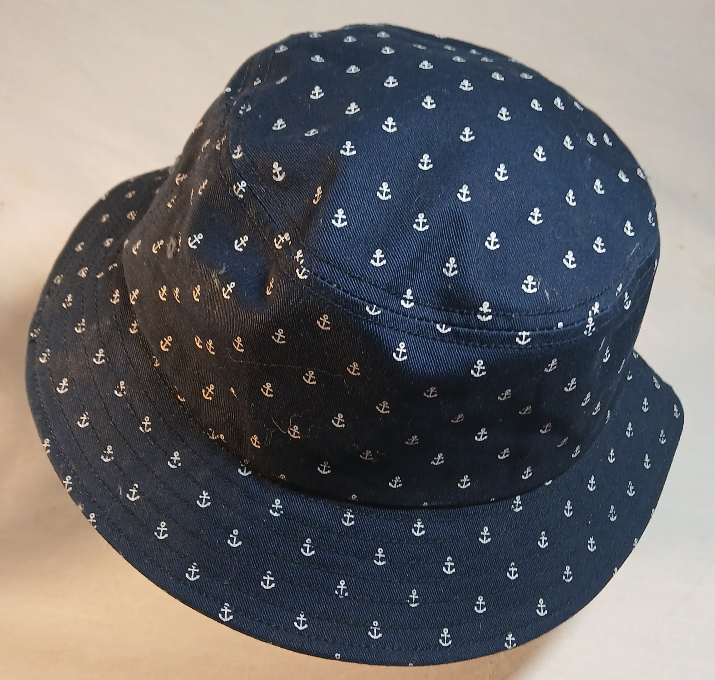 Men's Navy Blue Bucket Hat - Anchor Print