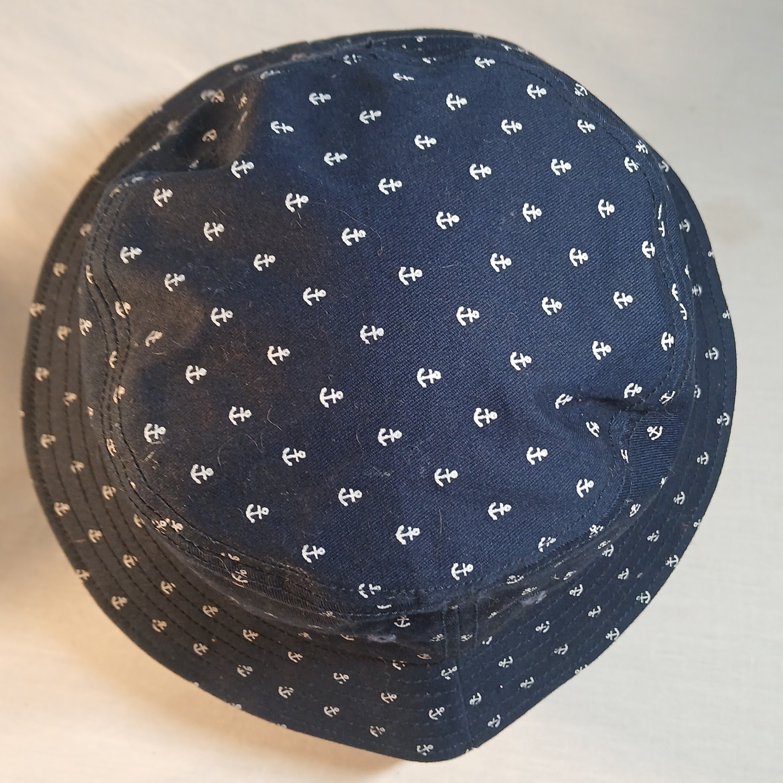Men's Navy Blue Bucket Hat - Anchor Print