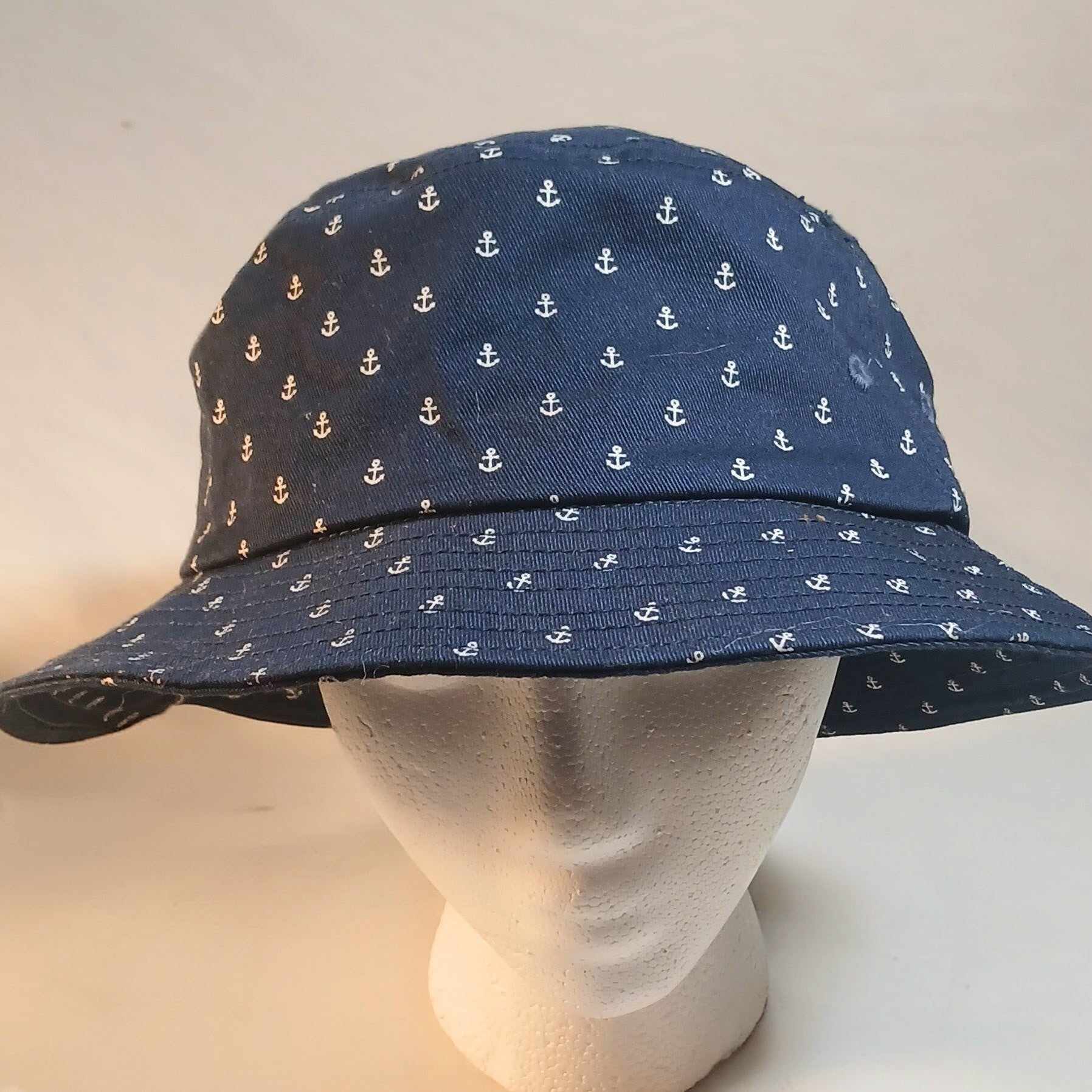 Men's Navy Blue Bucket Hat - Anchor Print