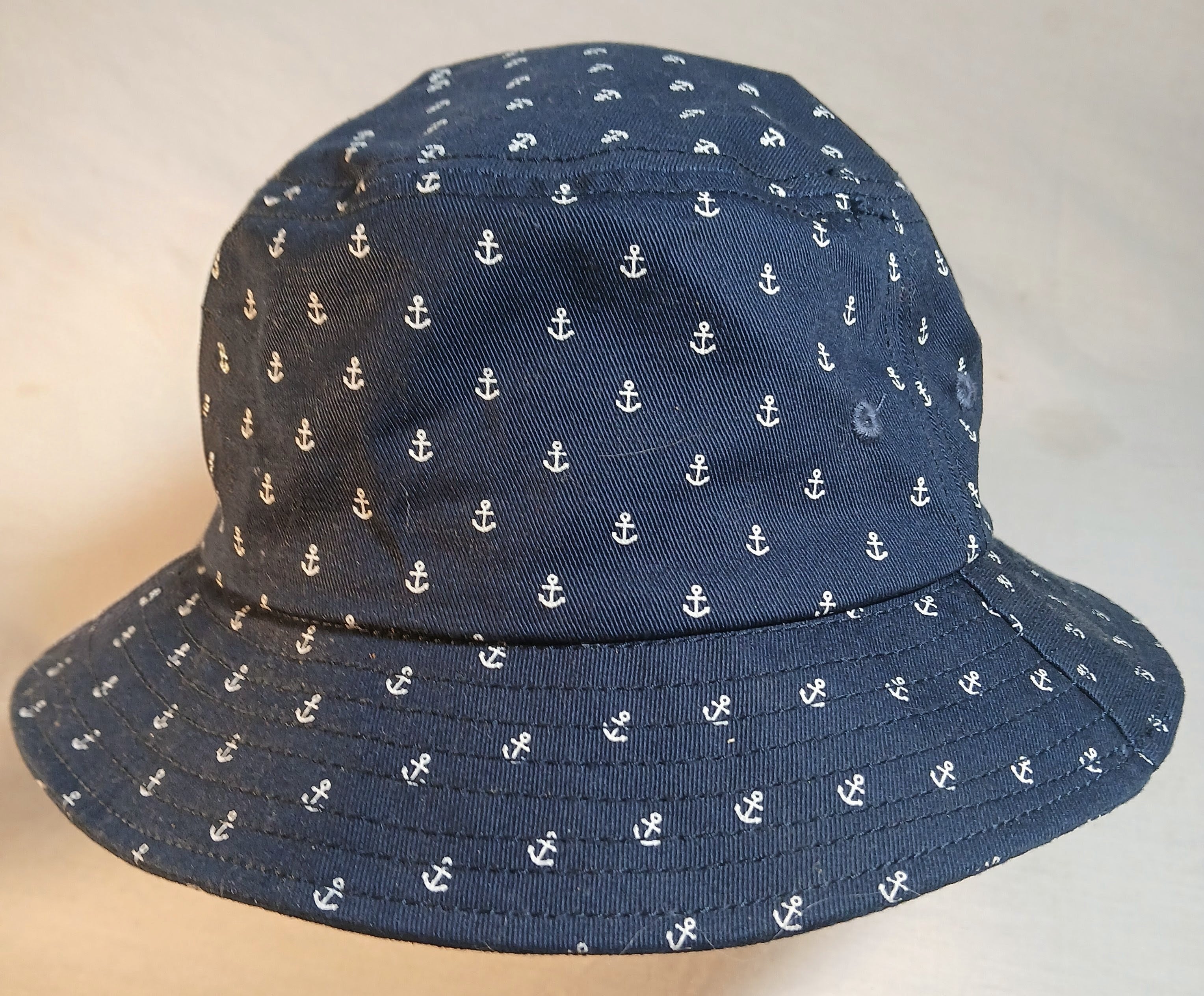 Men's Navy Blue Bucket Hat - Anchor Print
