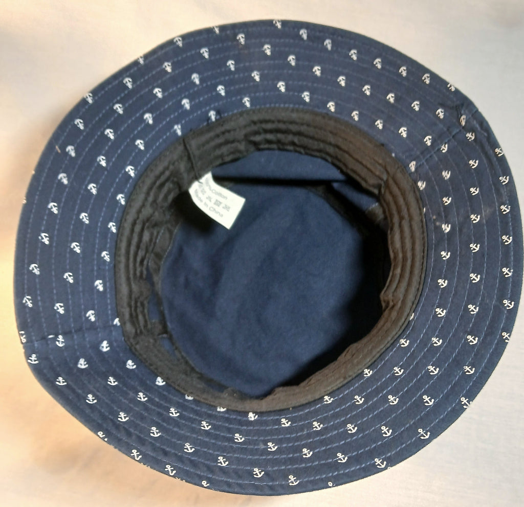 Men's Navy Blue Bucket Hat - Anchor Print