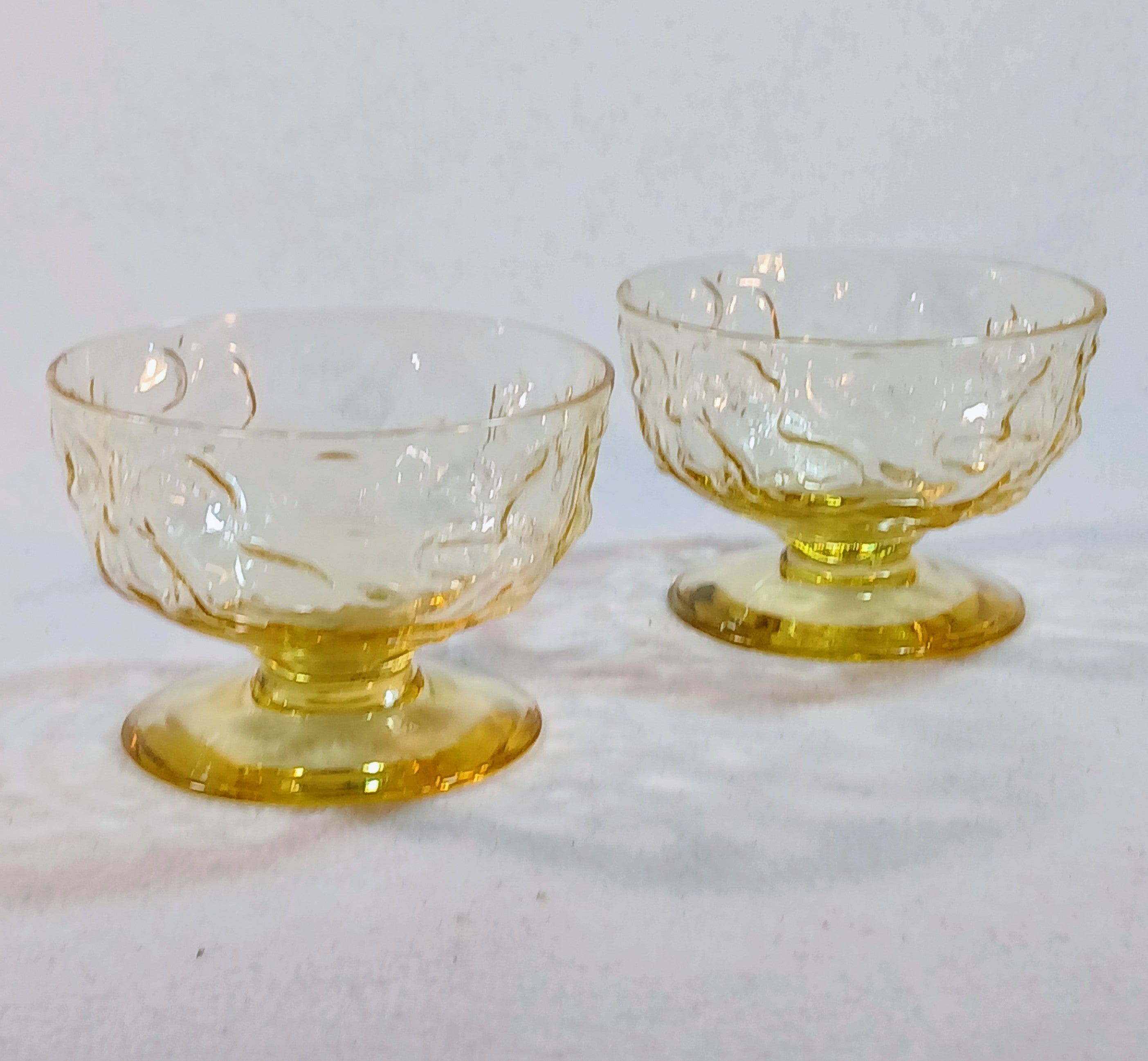 Anchor Hocking Honey Toned Crinkle Glass Ice Cream Bowls