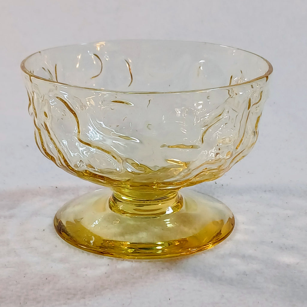 Anchor Hocking Honey Toned Crinkle Glass Ice Cream Bowls