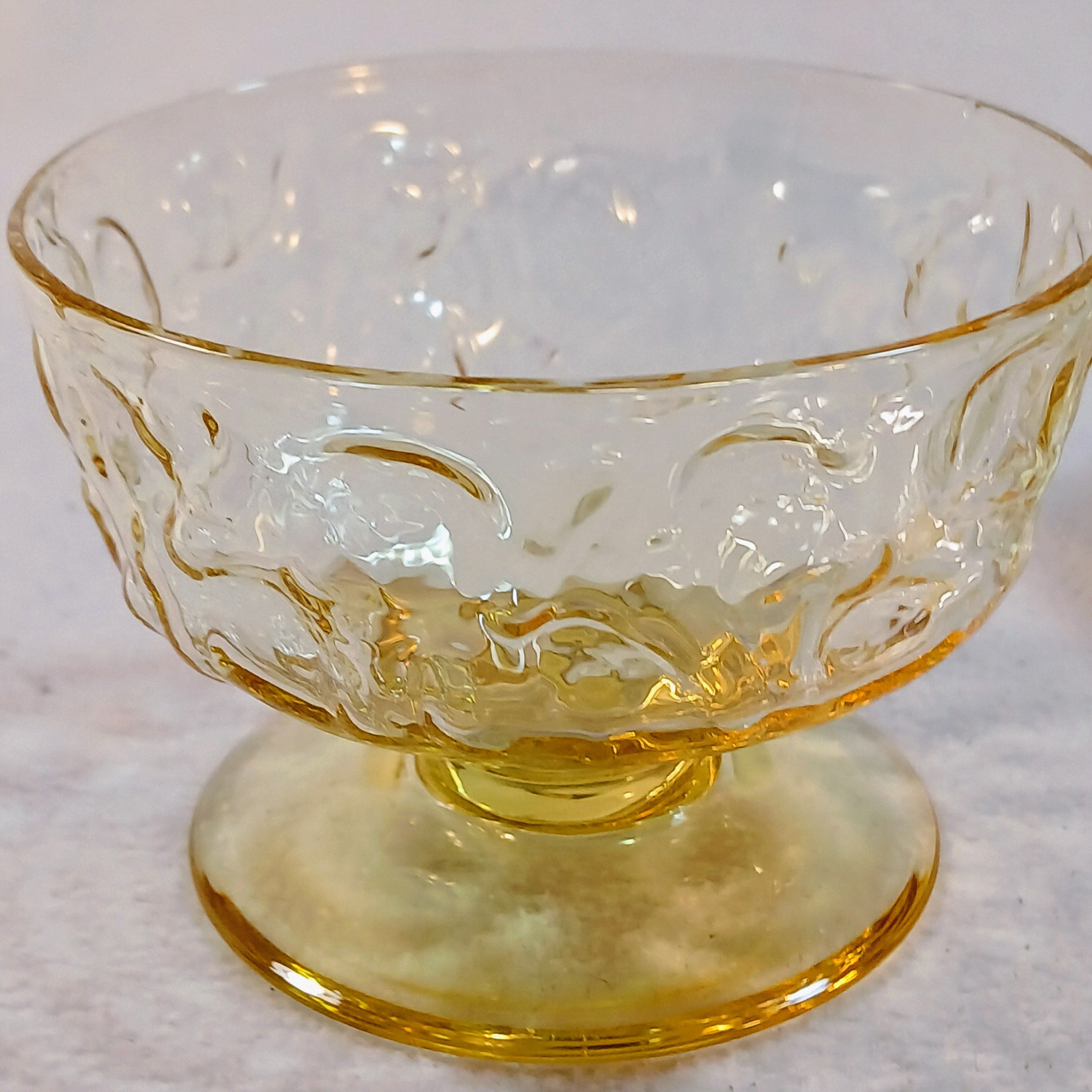 Anchor Hocking Honey Toned Crinkle Glass Ice Cream Bowls
