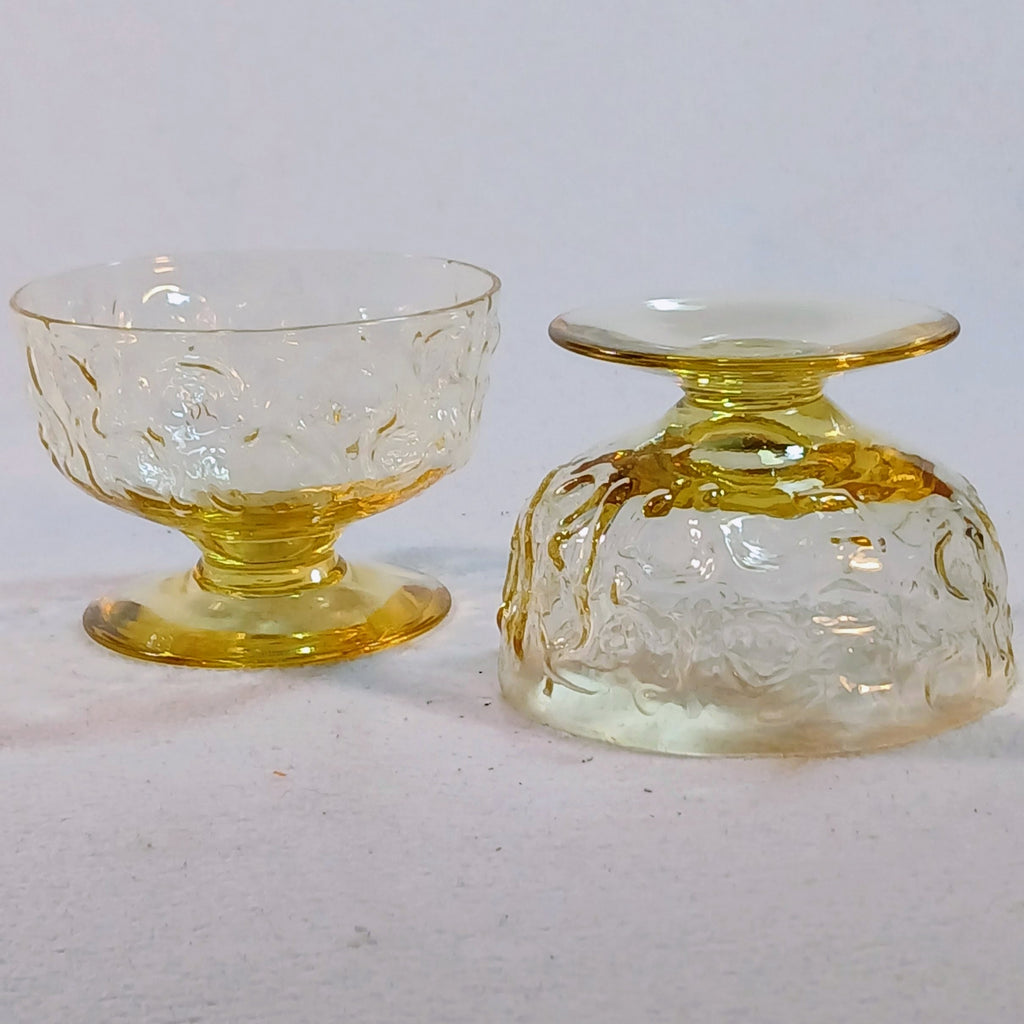 Anchor Hocking Honey Toned Crinkle Glass Ice Cream Bowls