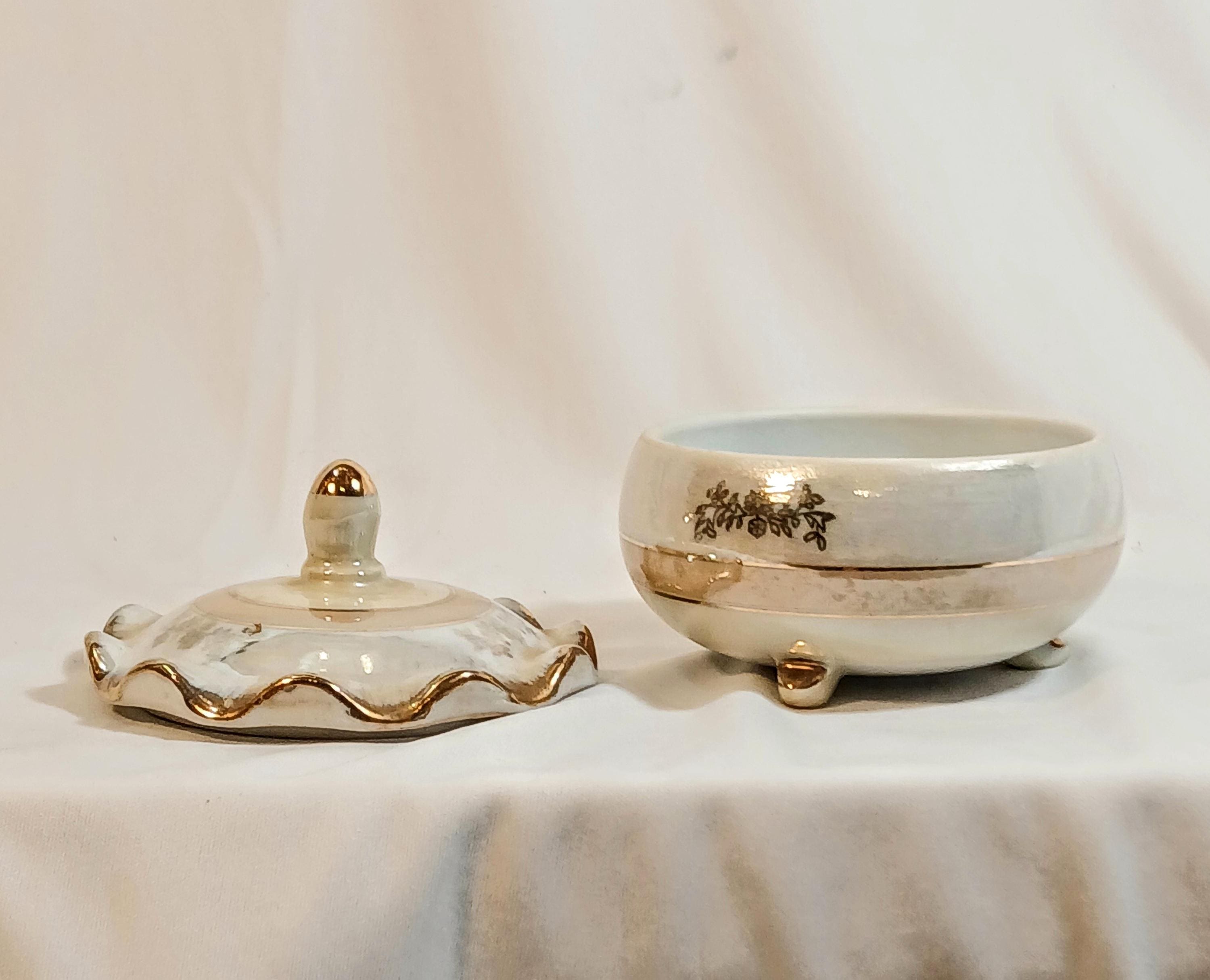 Vintage Trinket Box by Norleans - Porcelain Lusterware
