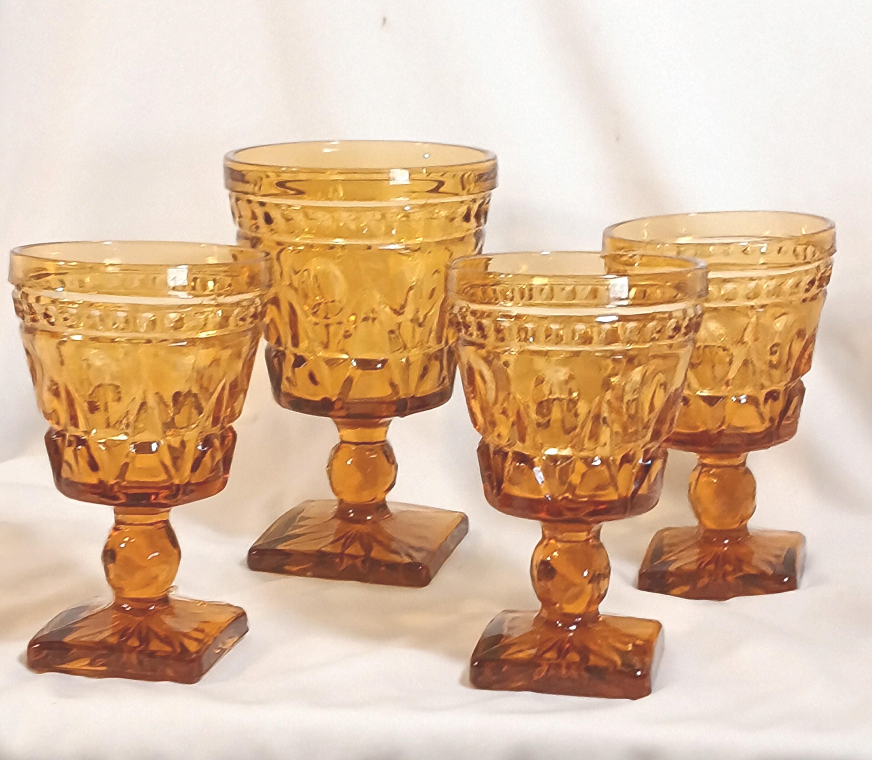 Indiana Glass Amber Wine Glasses - 1970s