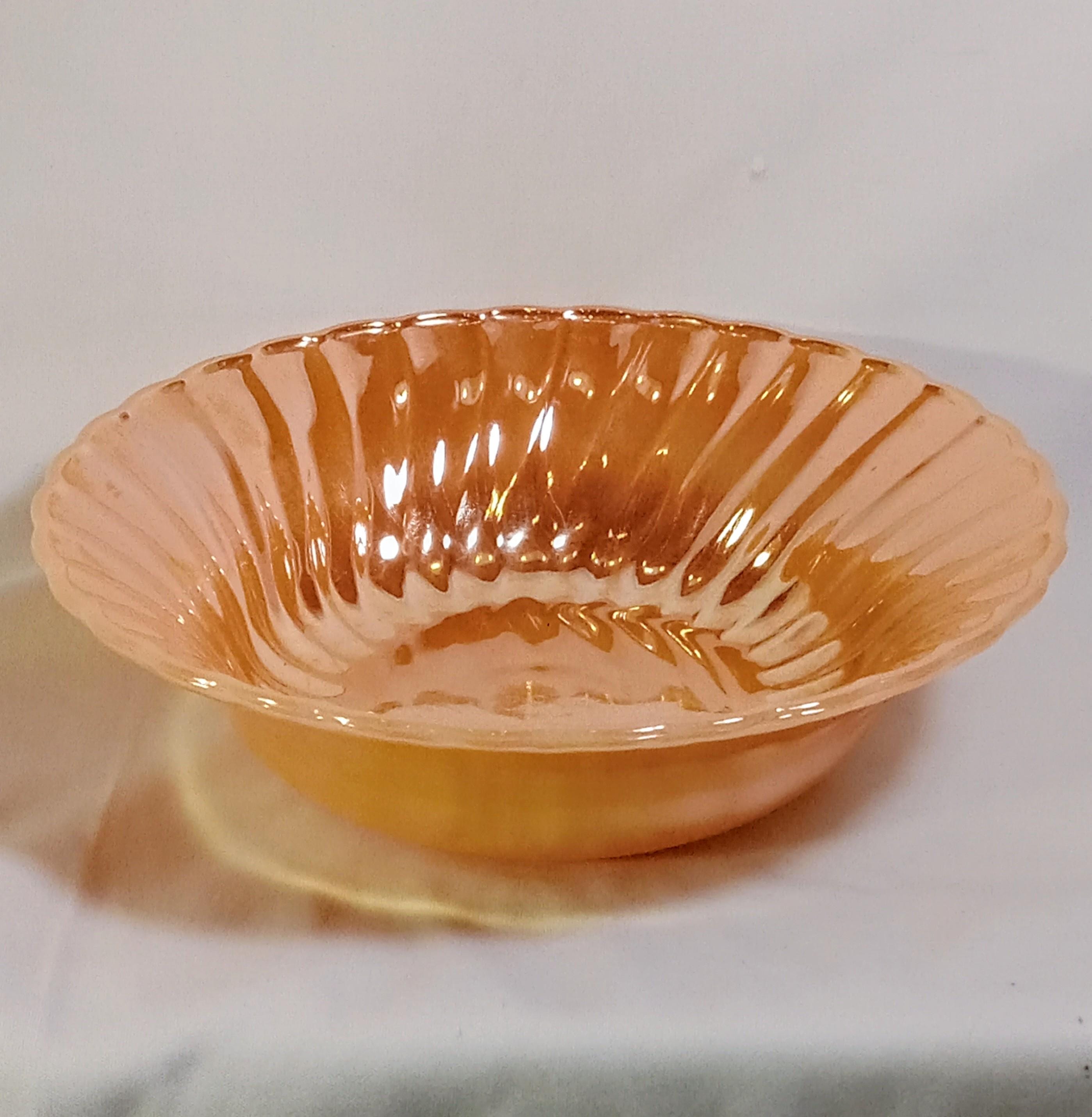 Vintage Anchor Hocking Fire-King Serving Bowl – Peach Luster Iridescent Glass