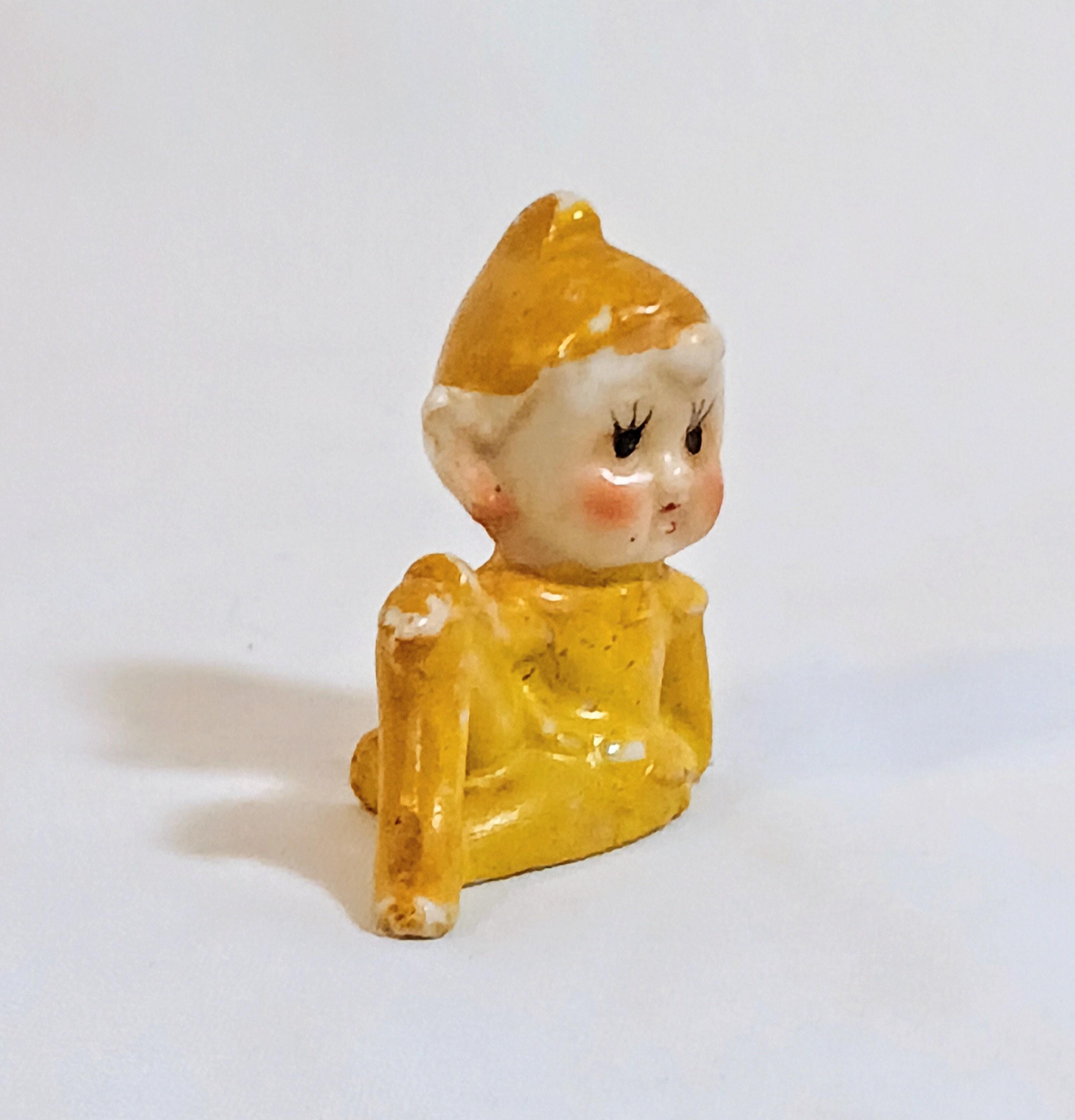 Vintage Ceramic Figurine - Yellow Pixie/Elf - 1940s