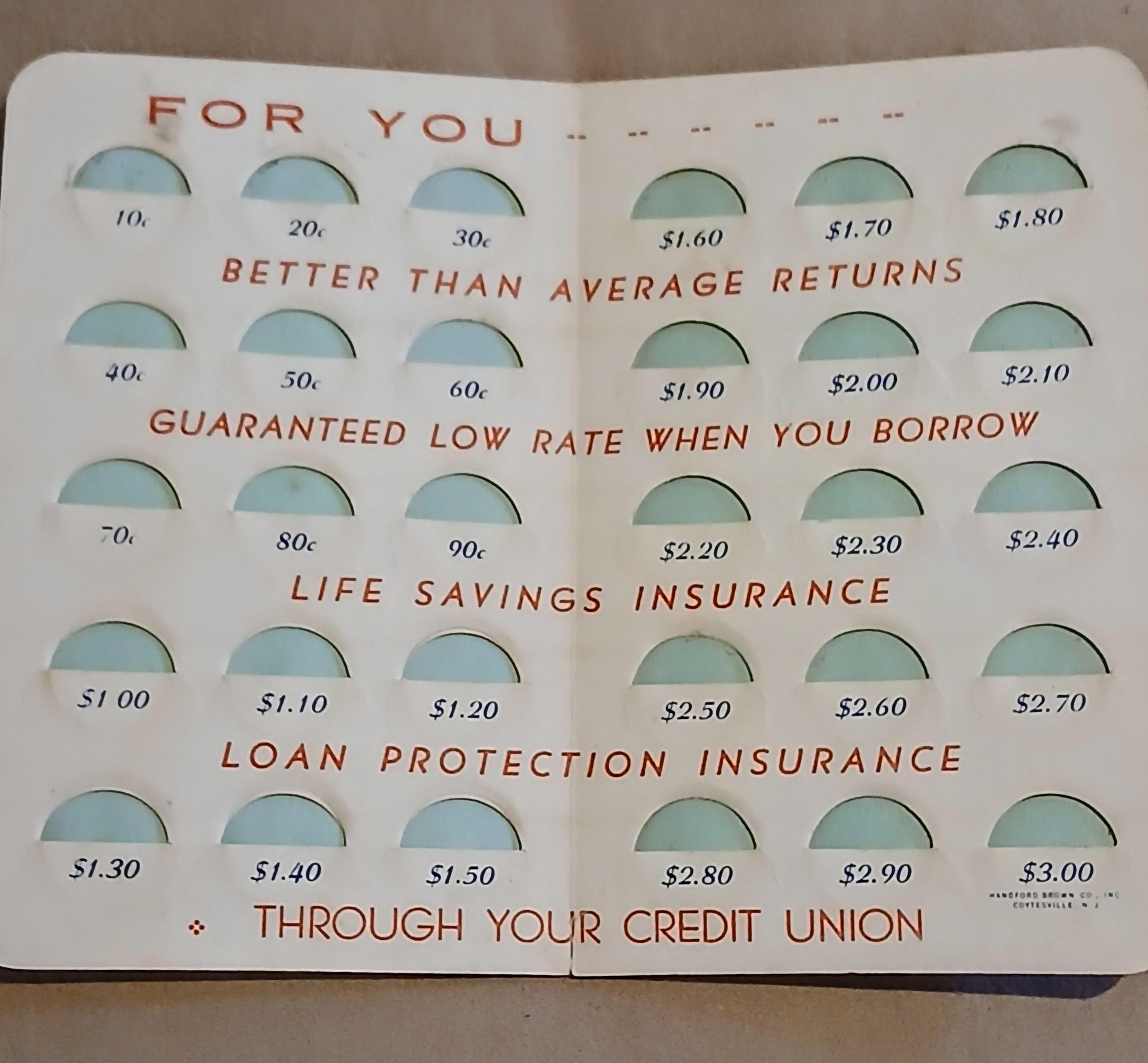 Vintage 1950s Bank & Credit Union Coin Saver / Dime Saver Folders