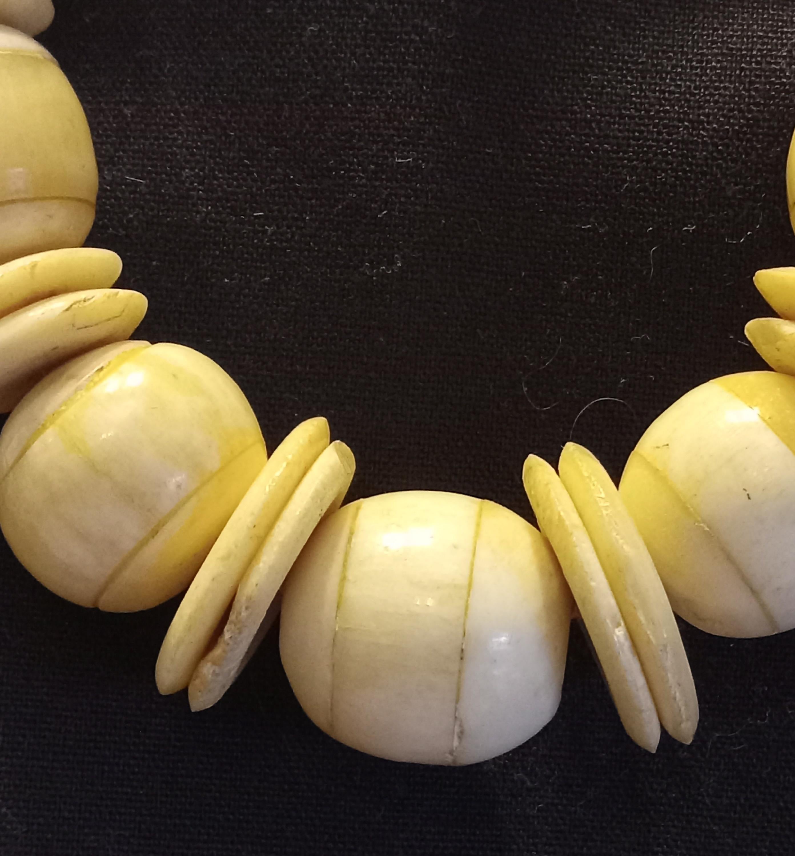Vintage Bone Bead Necklace - Ox Bone