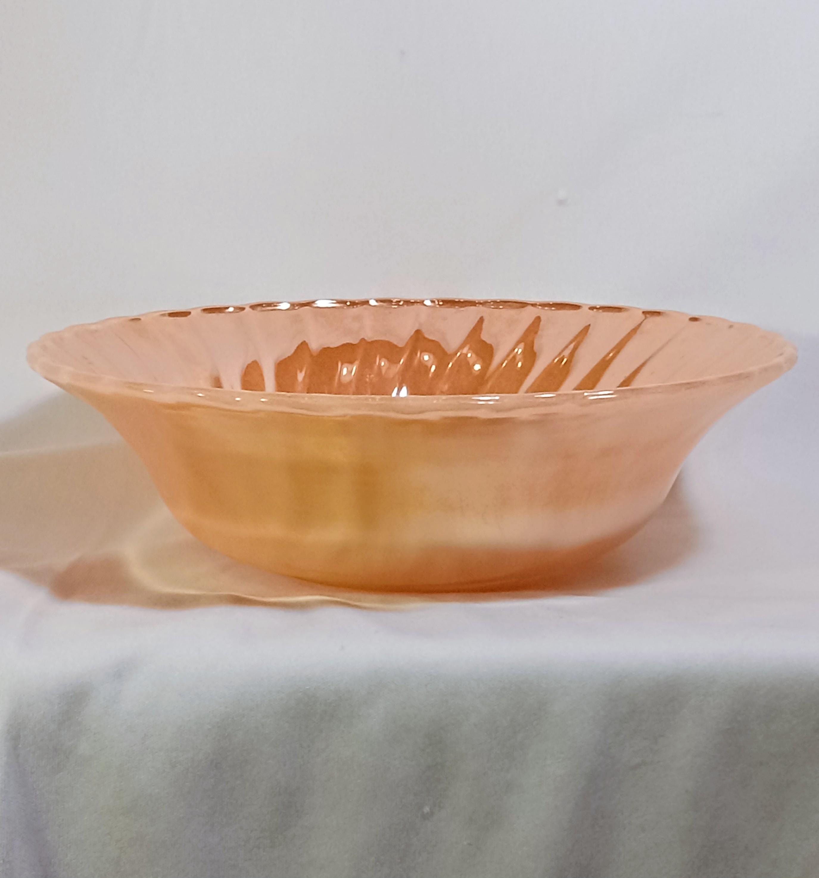 Vintage Anchor Hocking Fire-King Serving Bowl – Peach Luster Iridescent Glass