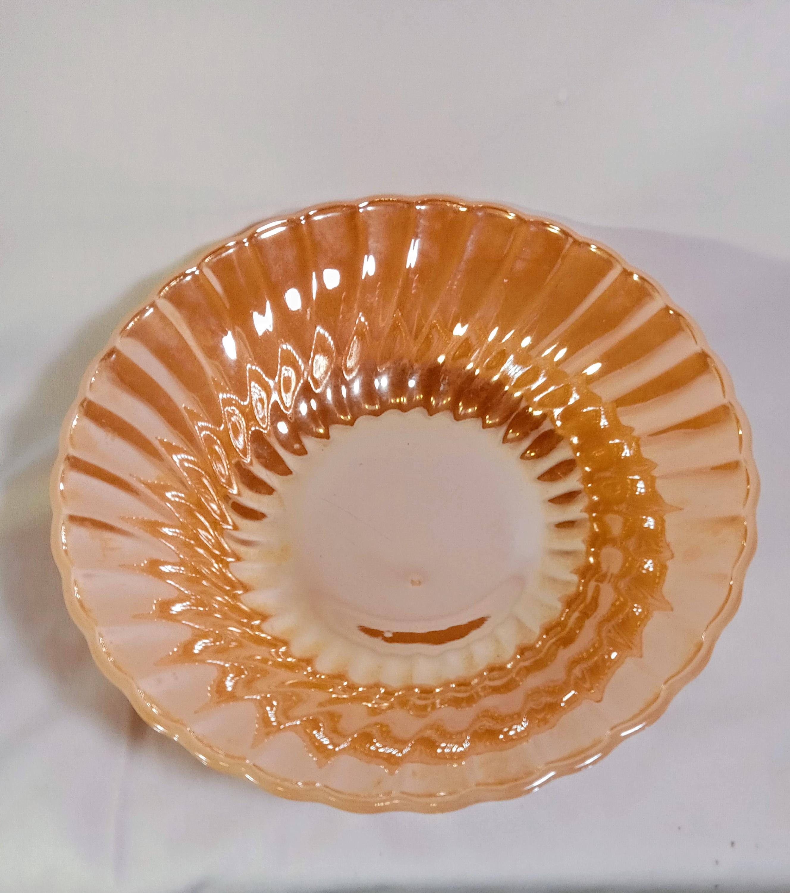 Vintage Anchor Hocking Fire-King Serving Bowl – Peach Luster Iridescent Glass