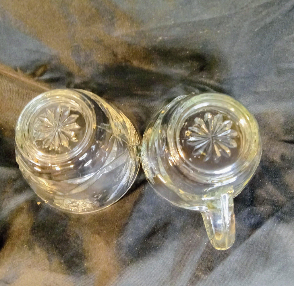 Vintage Anchor Hocking EAPC Star of David Creamer & Sugar Bowl Set