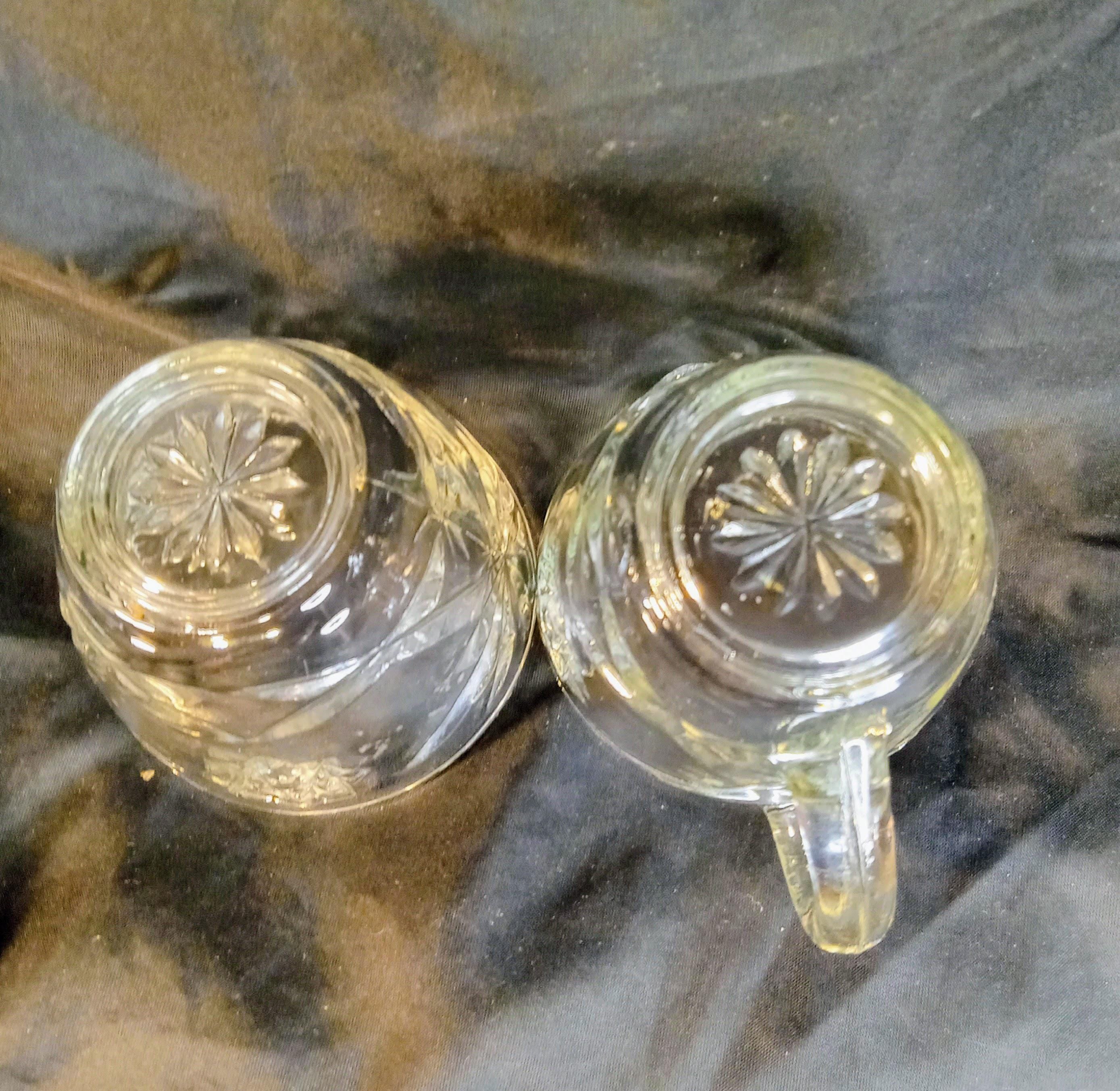 Vintage Anchor Hocking EAPC Star of David Creamer & Sugar Bowl Set