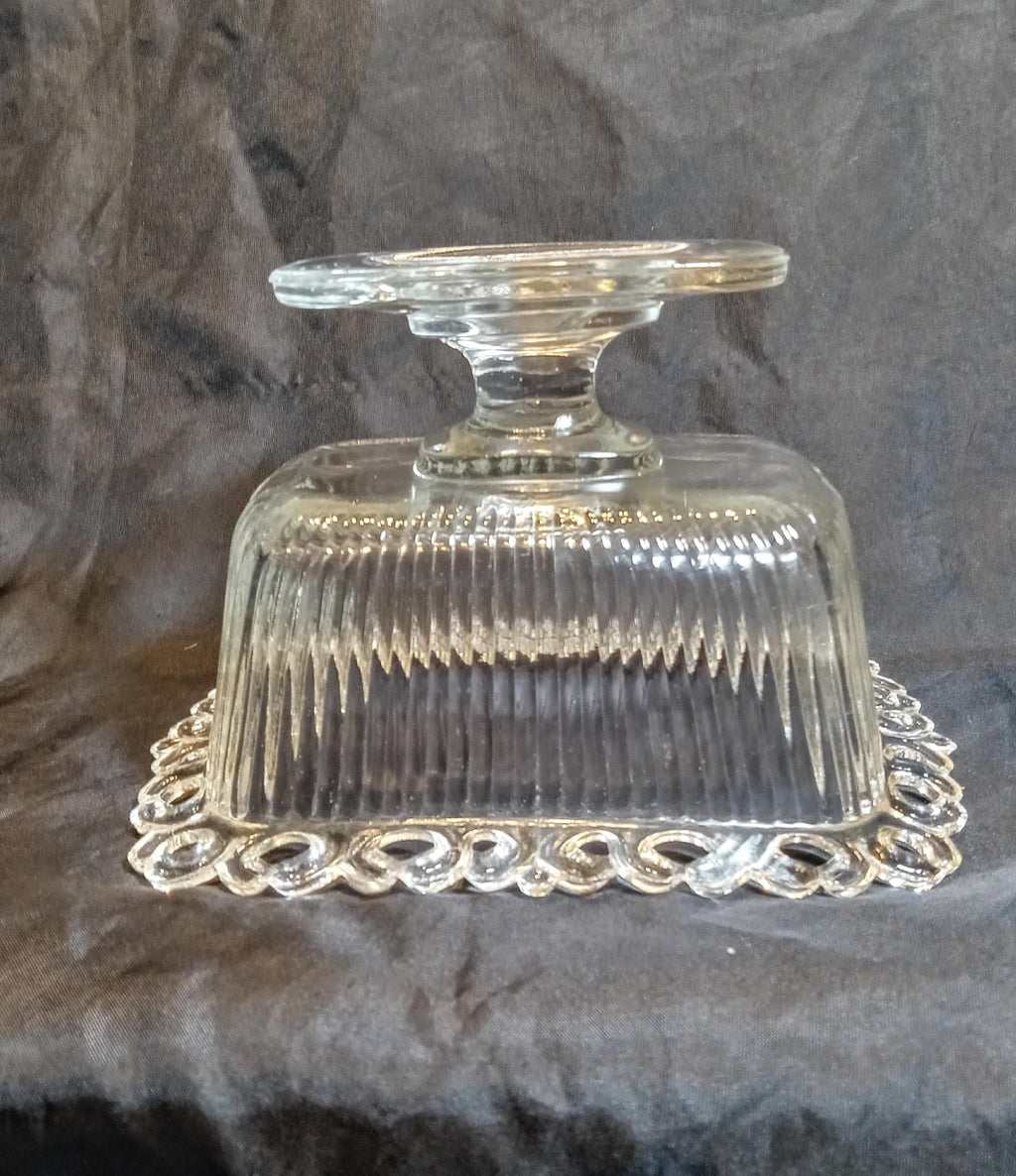 Indiana Glass “Lace Edge” Pedestal Candy Dish with Lid