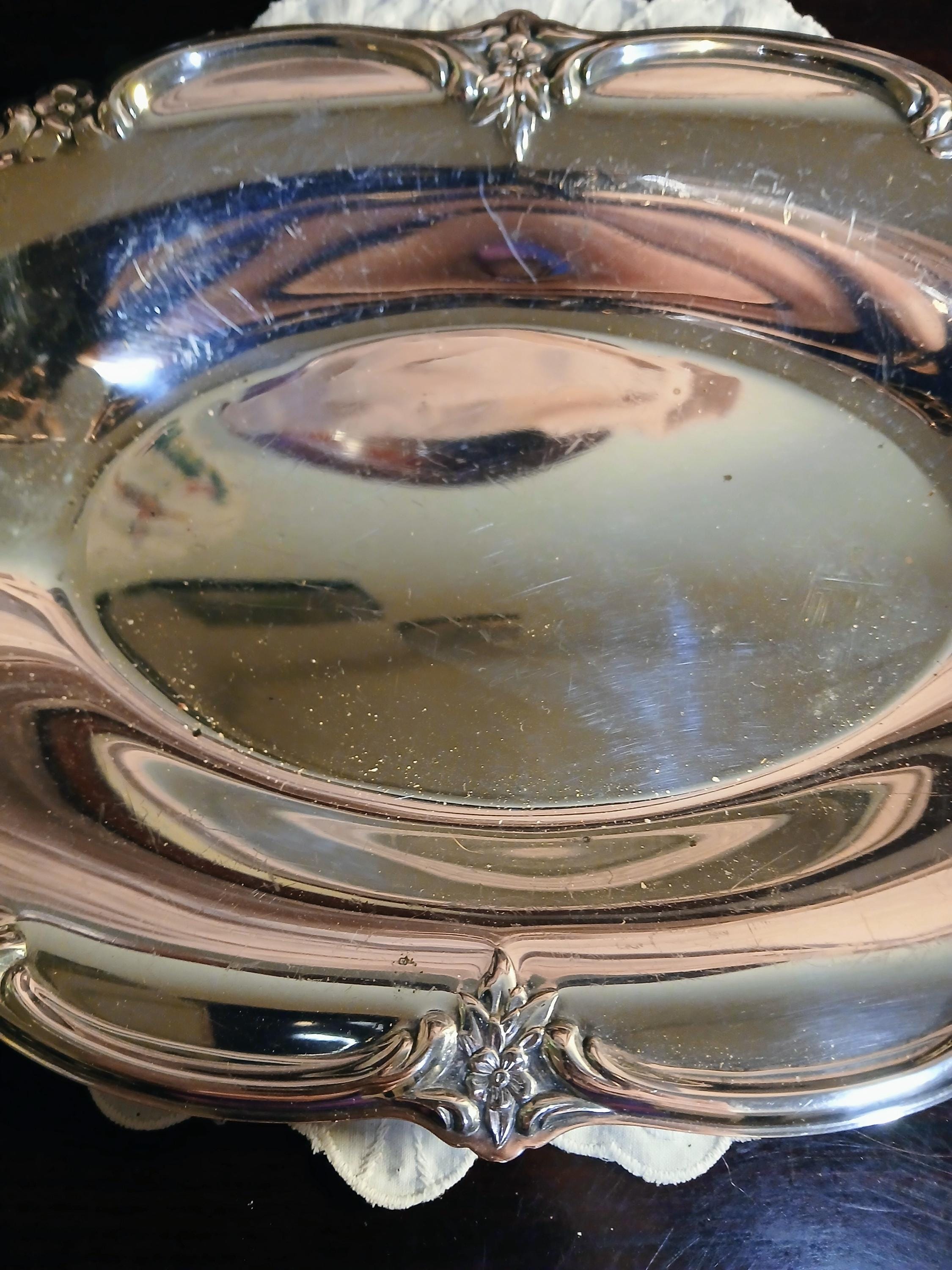 Vintage Silverplate Vanity Tray -  Ornate Rose Scroll