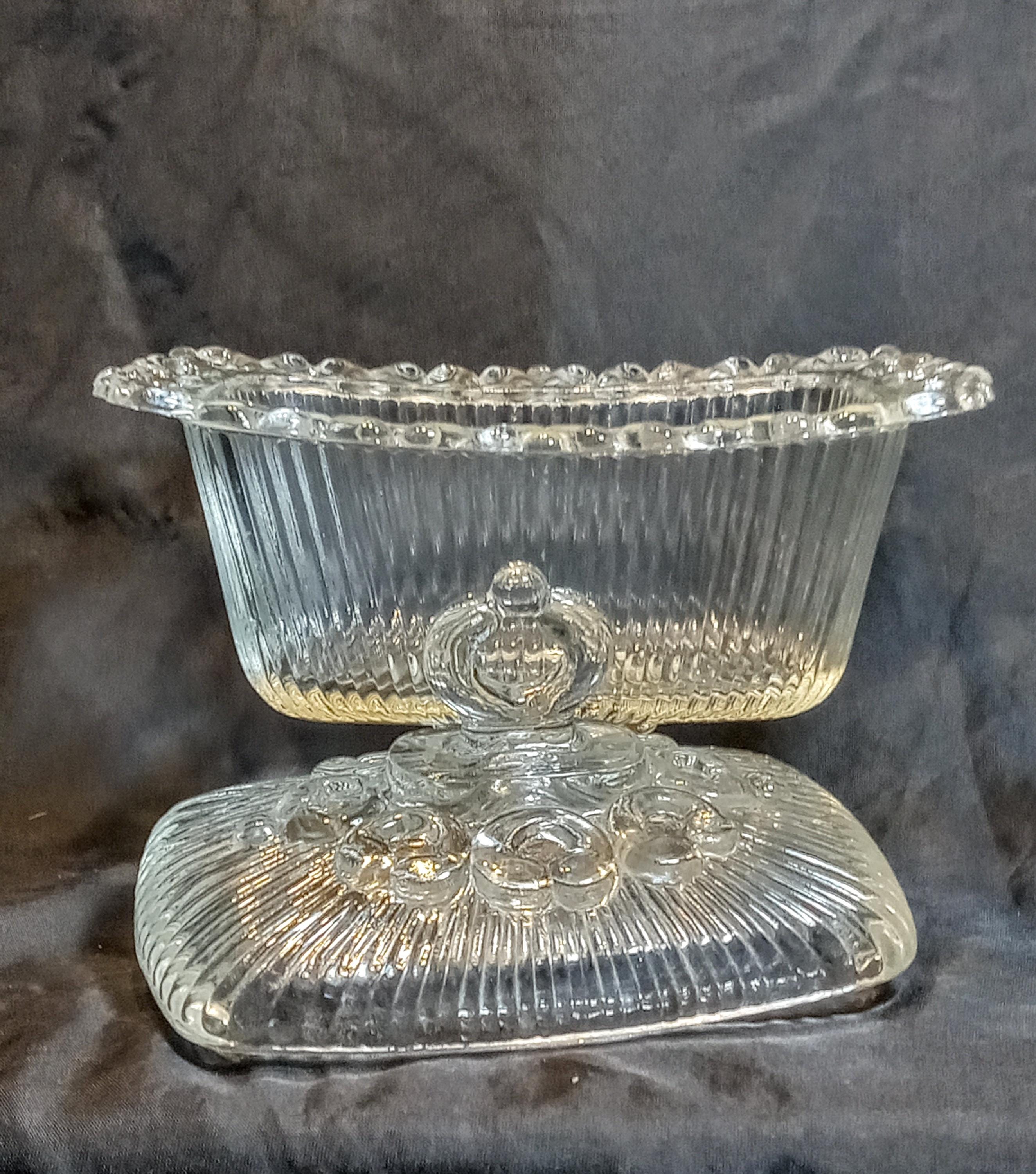 Indiana Glass “Lace Edge” Pedestal Candy Dish with Lid