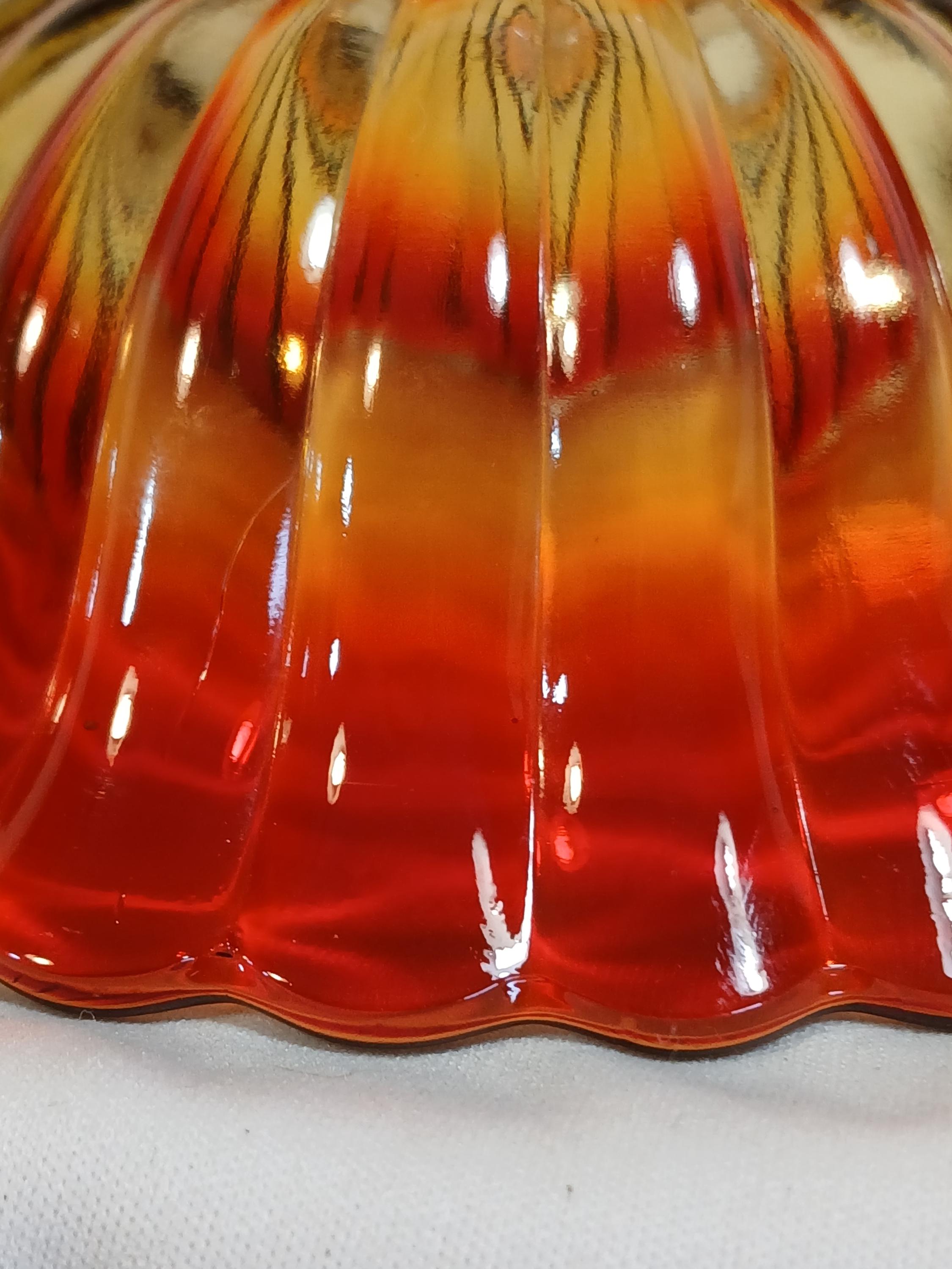 Pedestal Bowl with Matching Dish - Vintage Amberina Imperial Glass - 1930s