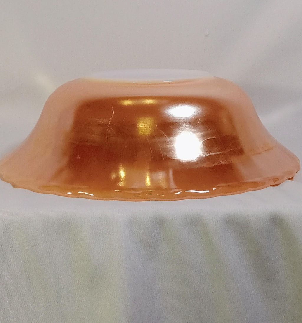 Vintage Anchor Hocking Fire-King Salad Bowl – Peach Luster Iridescent Glass