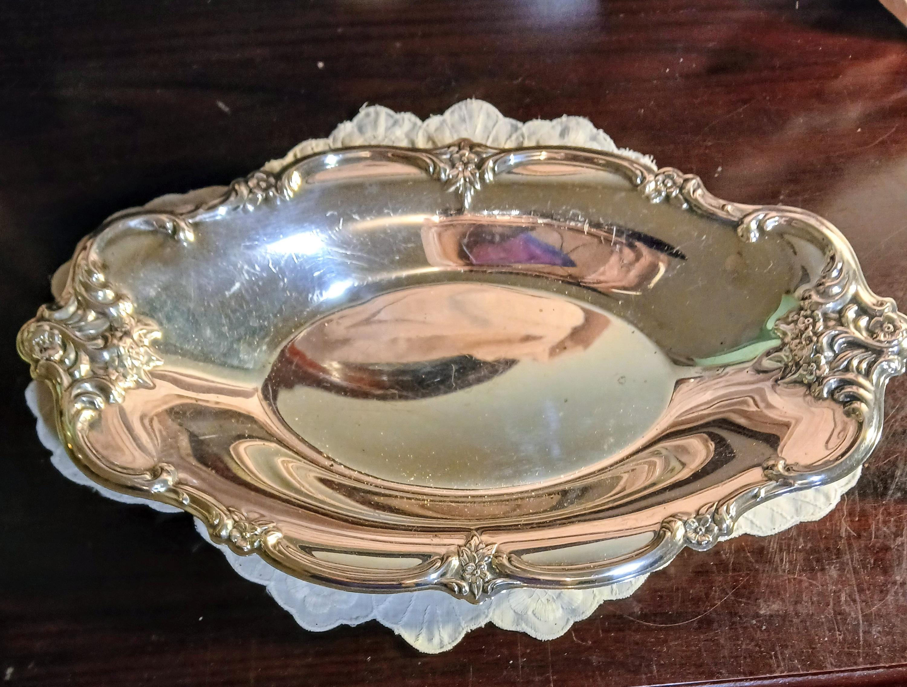 Vintage Silverplate Vanity Tray -  Ornate Rose Scroll