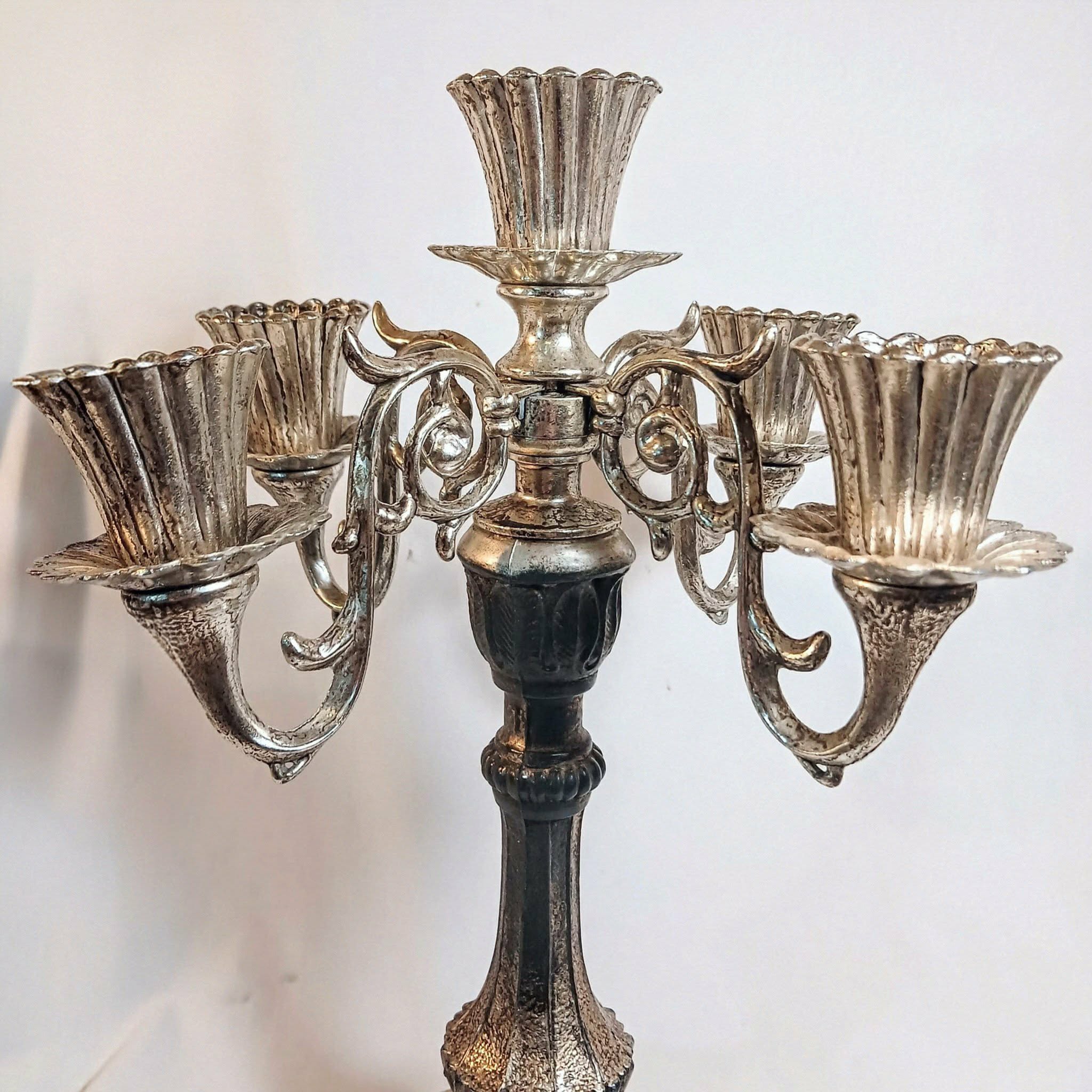 Vintage Hollywood Regency Candelabra - 5 Arm - Marble Base