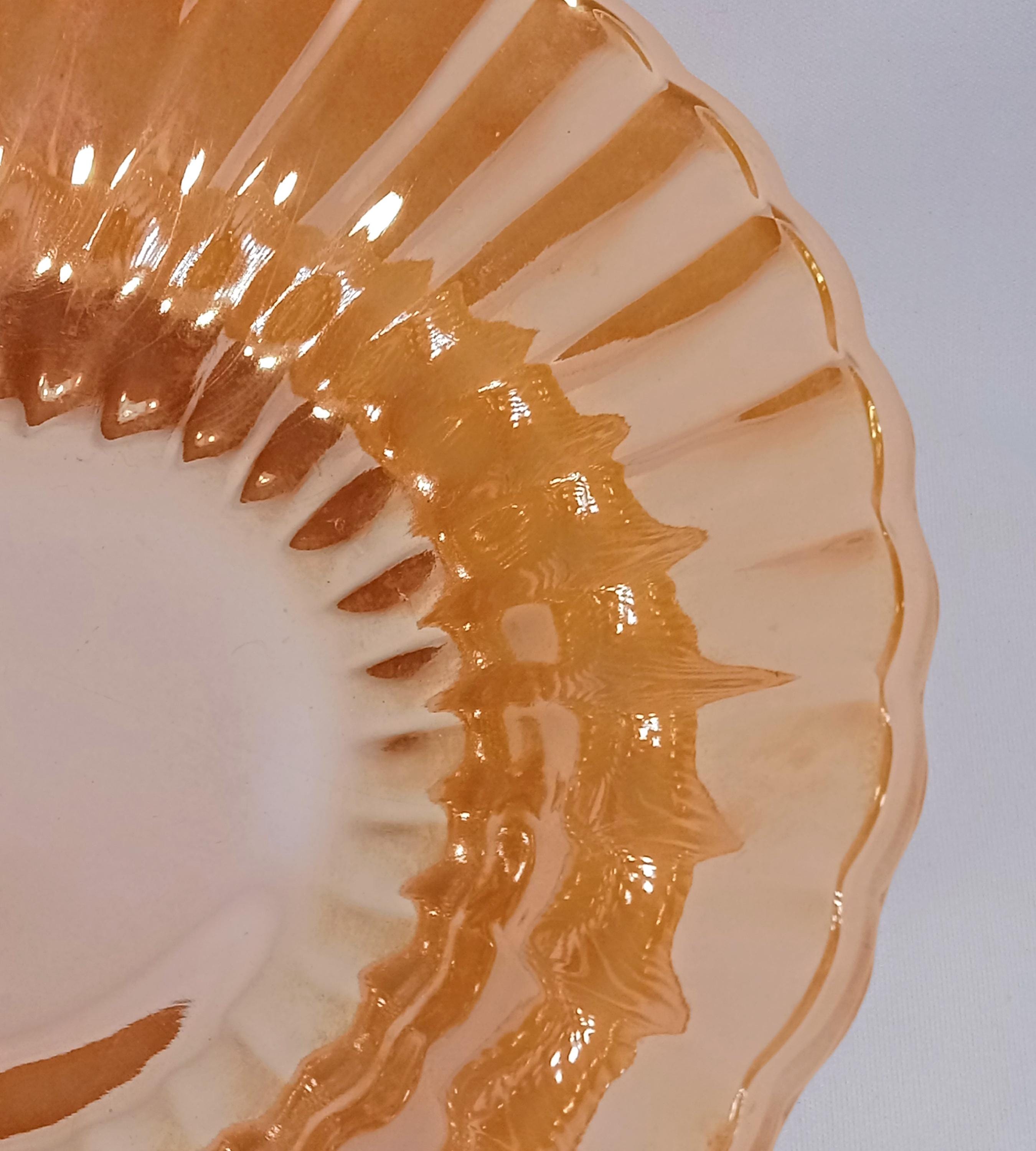 Vintage Anchor Hocking Fire-King Serving Bowl – Peach Luster Iridescent Glass