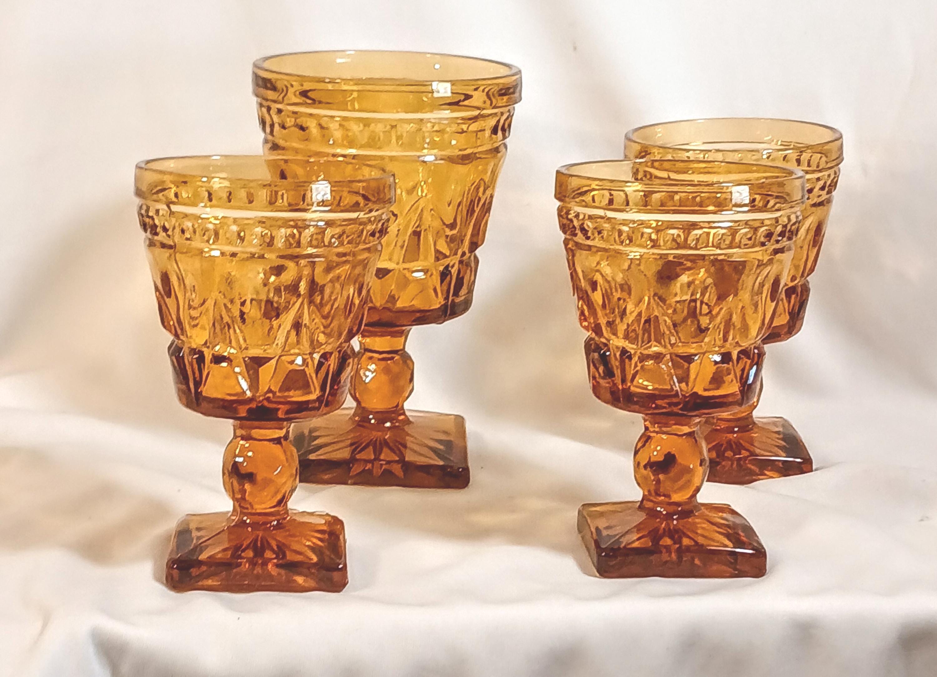 Indiana Glass Amber Wine Glasses - 1970s