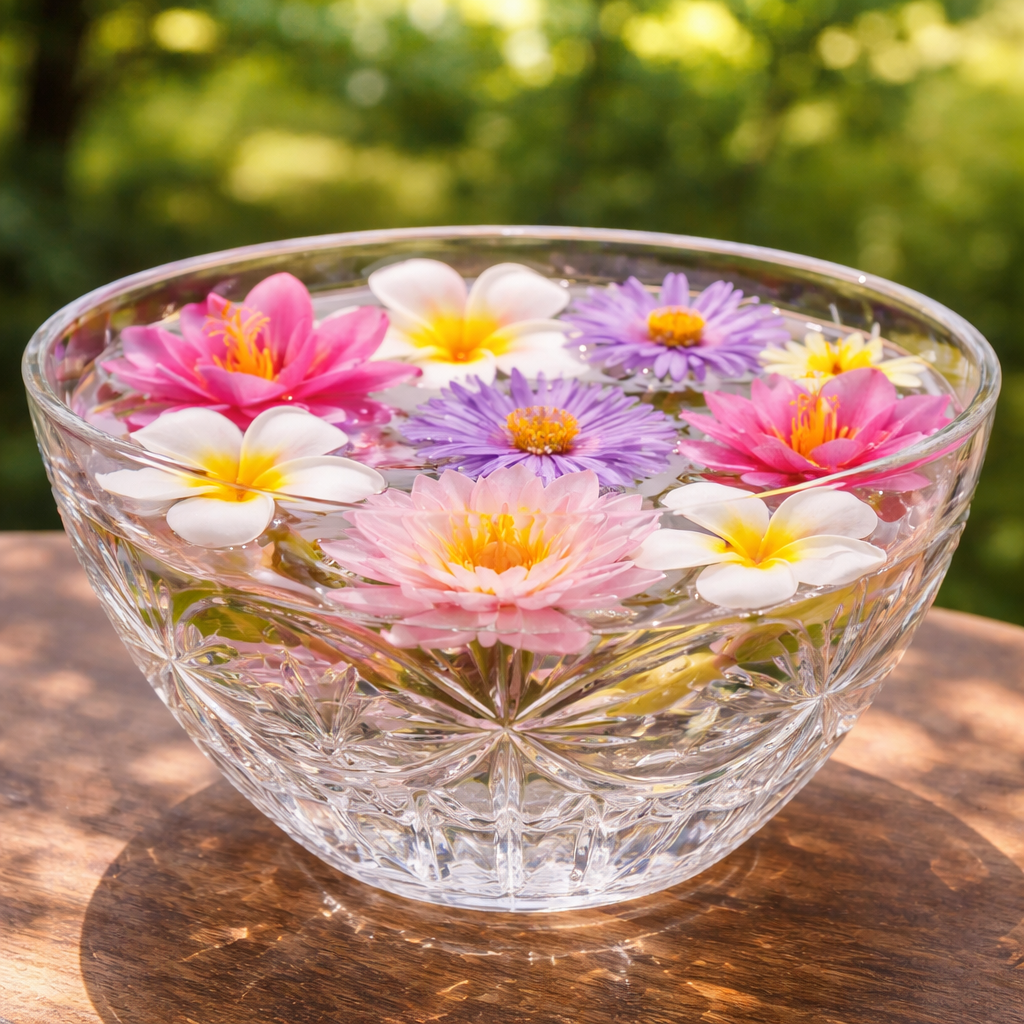 Vintage Gorham Crystal Bowl / Victorian Garden Pattern