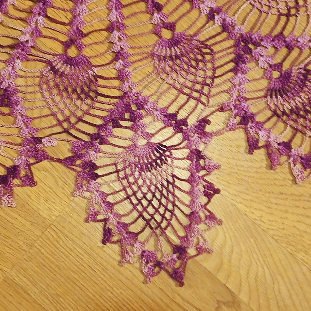 Vintage Hand-Crocheted Burgundy Doily | 31” Round | Artisan Lace Table Topper