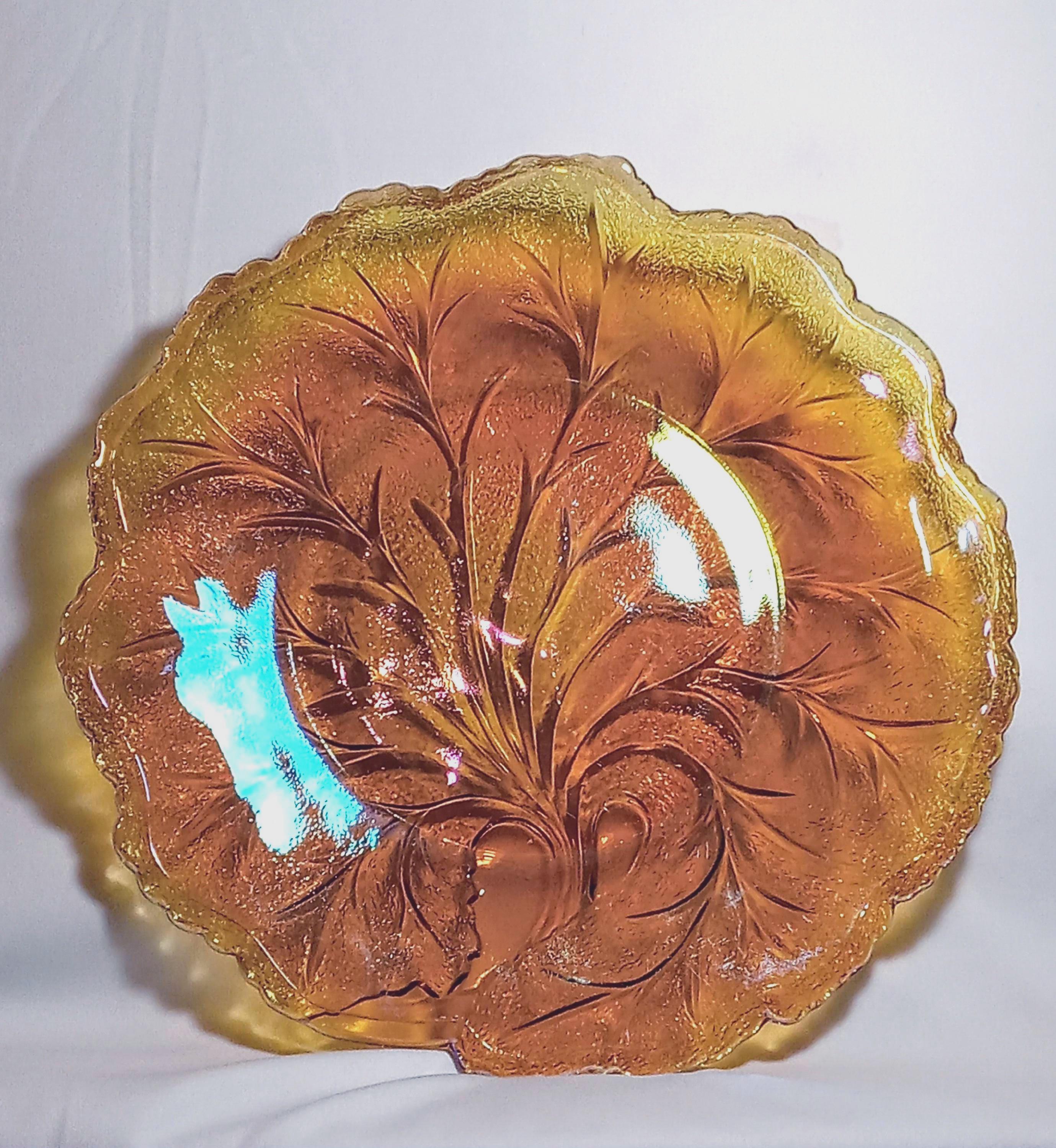 Indiana Glass Vintage Marigold Carnival Glass – Tree of Life Plate
