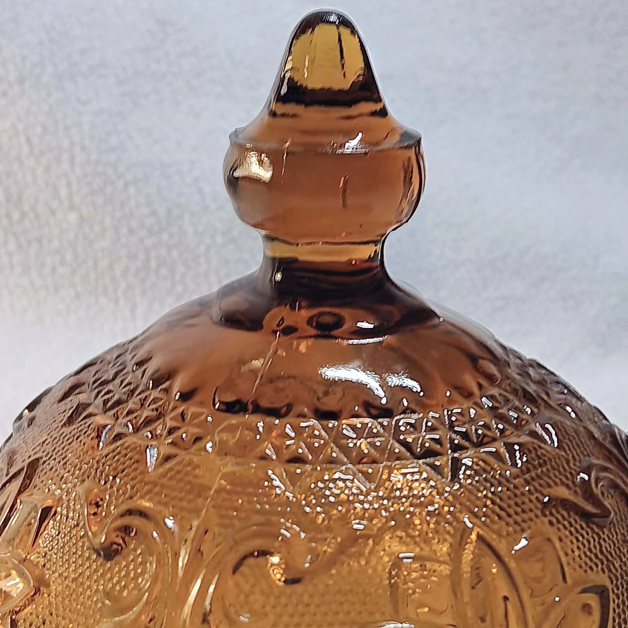 Indiana Glass Amber Butter Dish - Tiara Exclusives - Domed Lid