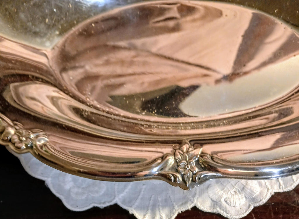 Vintage Silverplate Vanity Tray -  Ornate Rose Scroll
