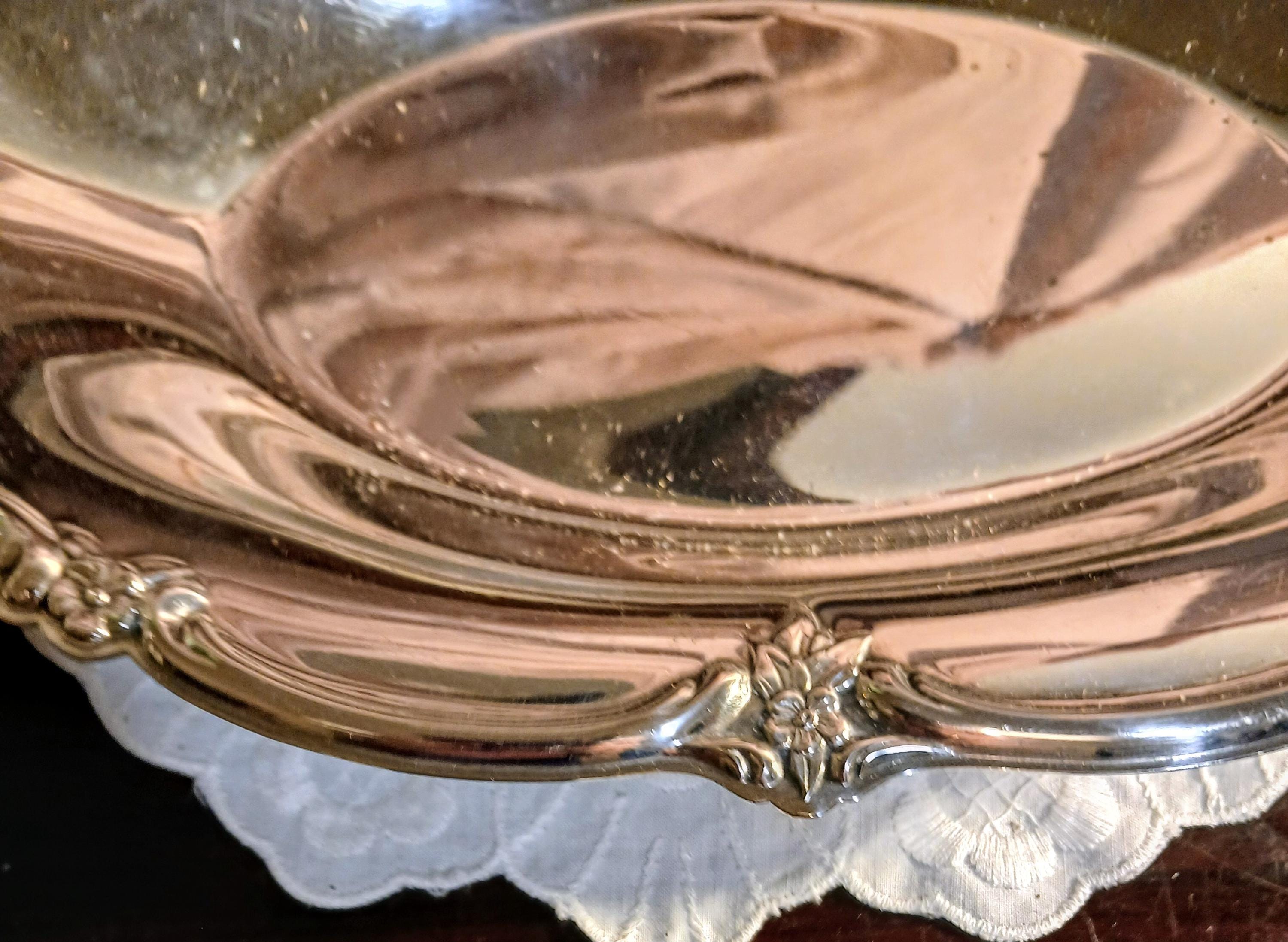 Vintage Silverplate Vanity Tray -  Ornate Rose Scroll