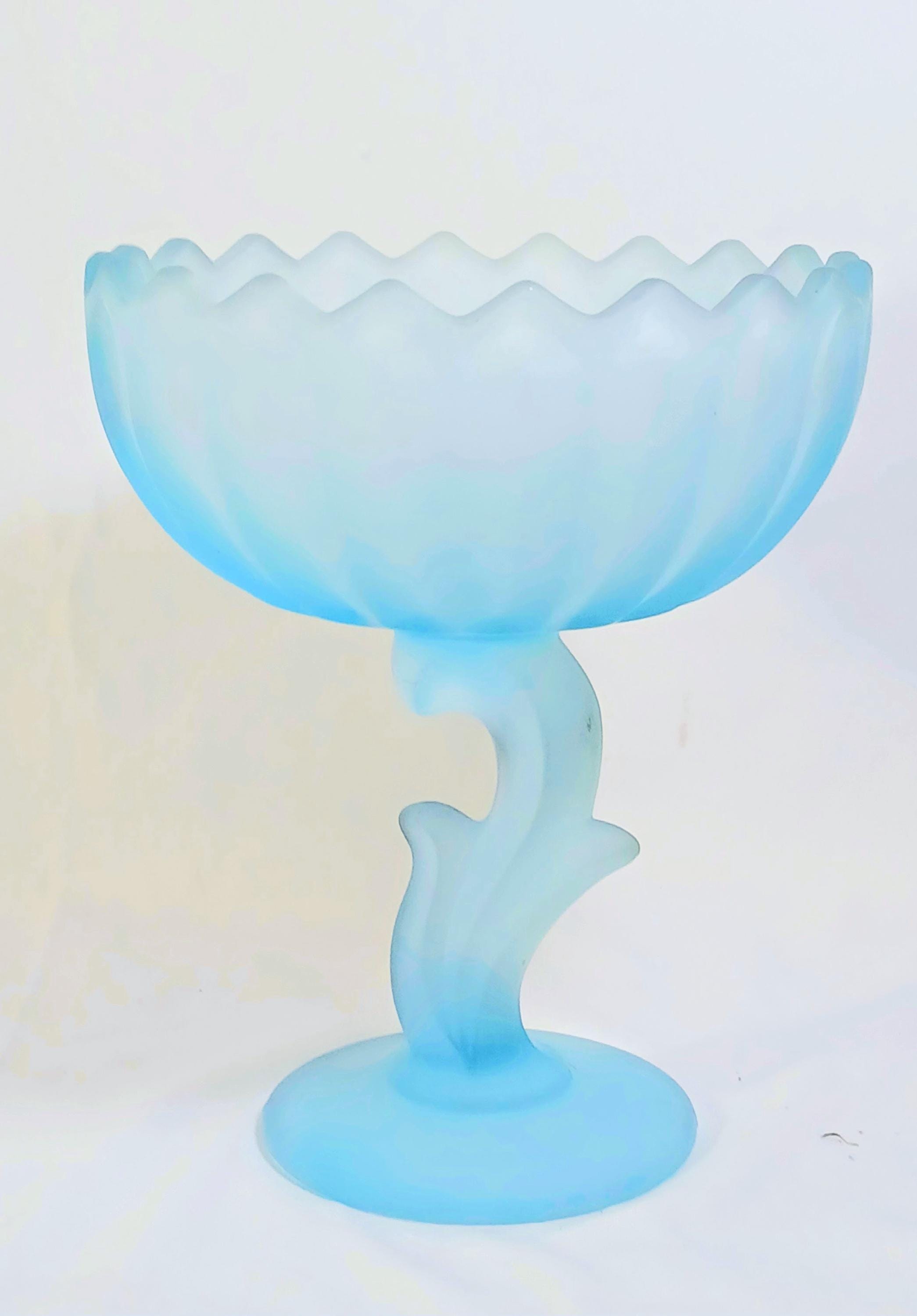 Indiana Glass Blue Satin bowl – Vintage Pedestal Candy Dish