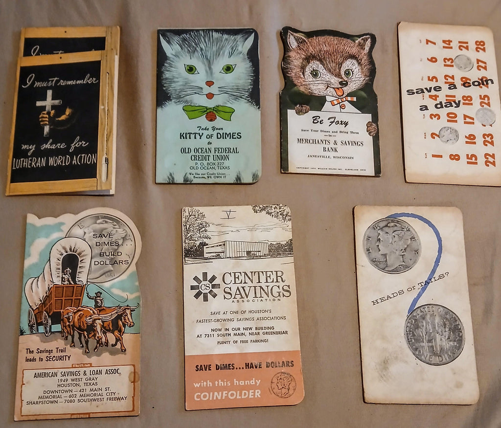 Vintage 1950s Bank & Credit Union Coin Saver / Dime Saver Folders
