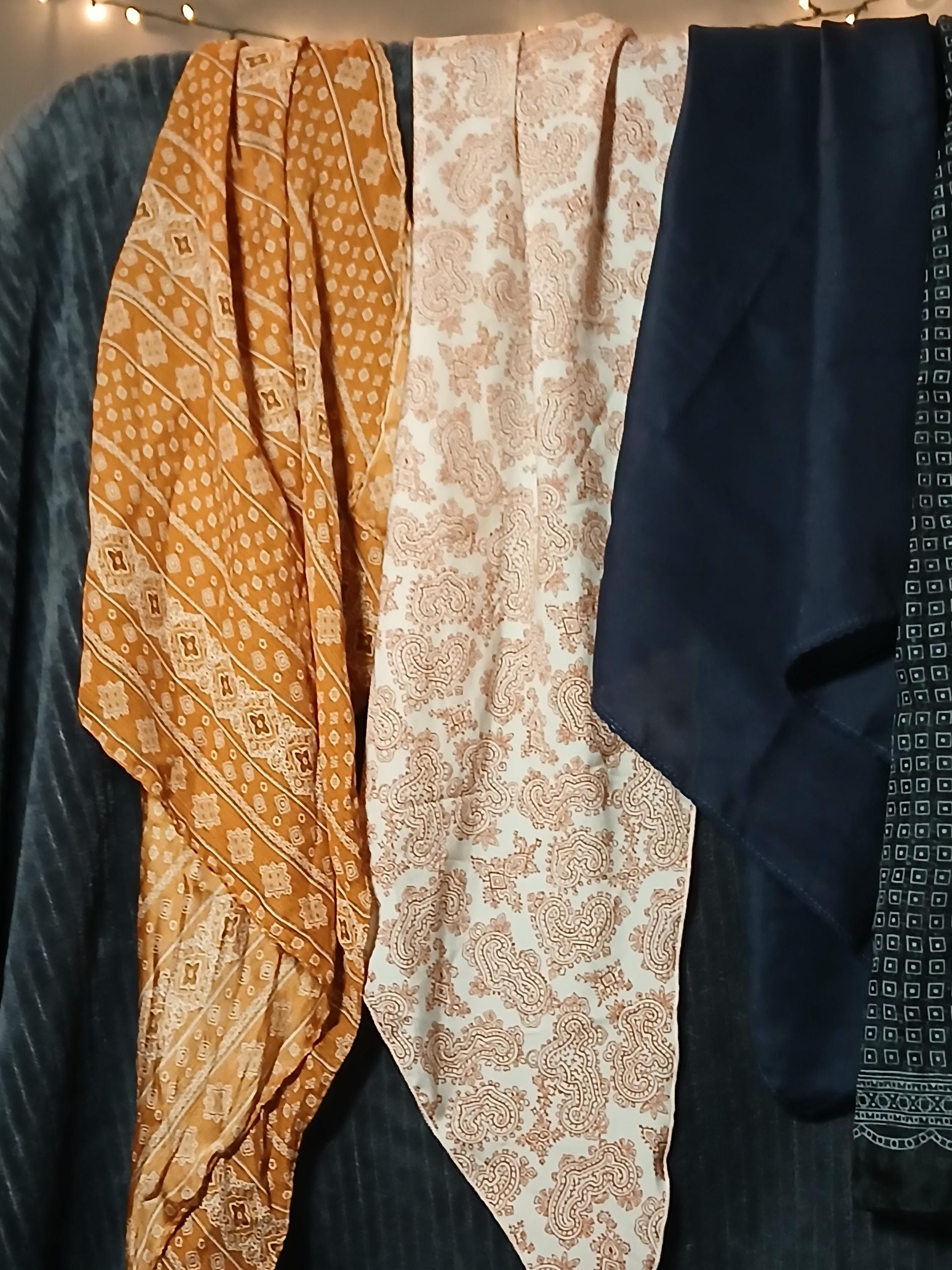 Vintage Scarf Lot – 1960s–1970s – Boho, Paisley, Polka Dot – Retro Accessories