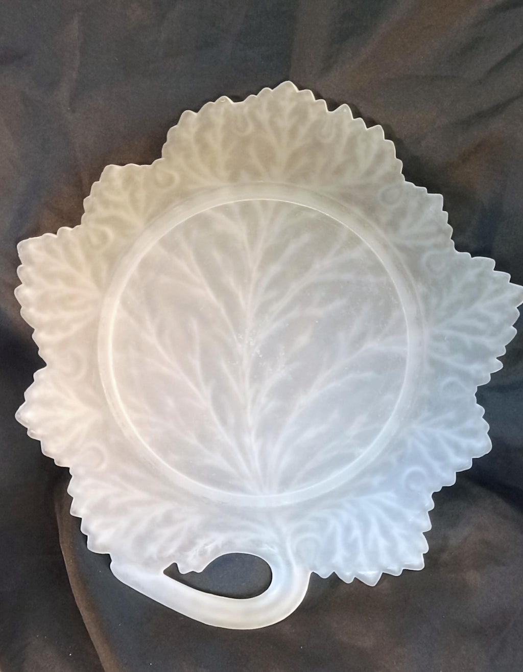 Vintage Fenton Leaf Plates - Set of Two - Frosted Glass