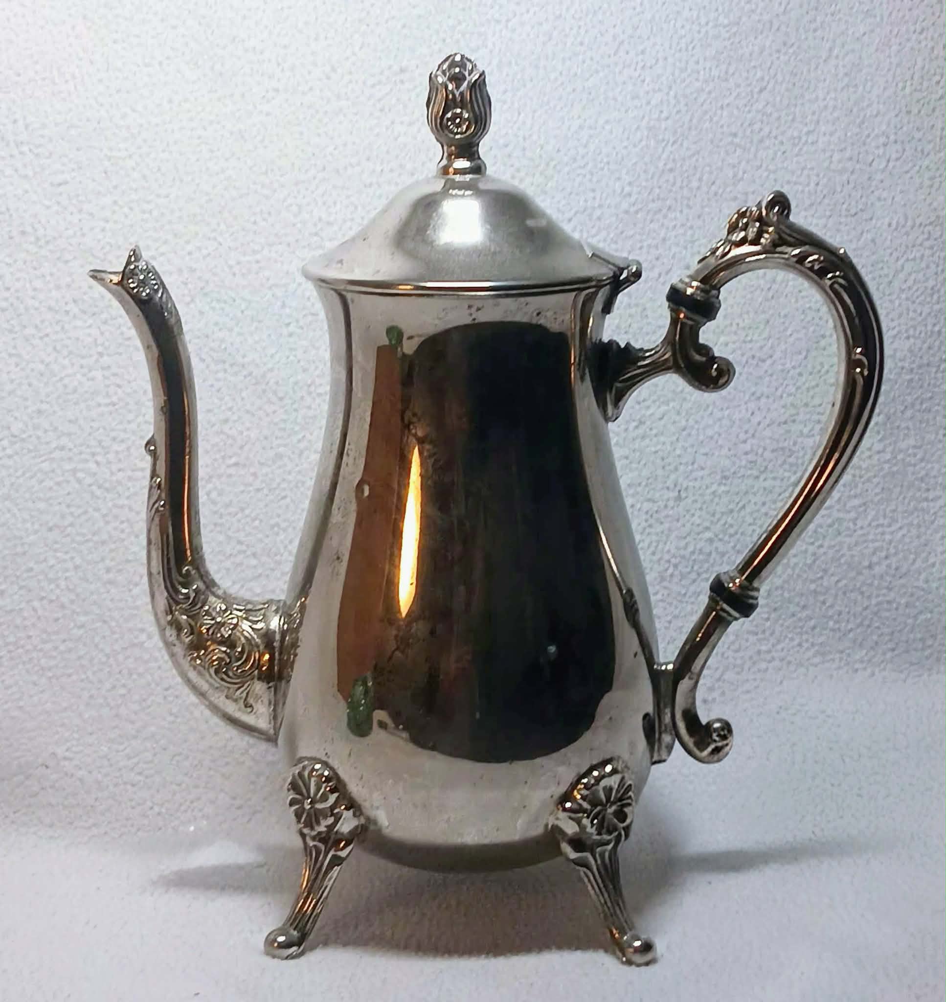 Vintage International Silver Silverplate Teapot Ornate Footed Tea Pot Classic Serveware