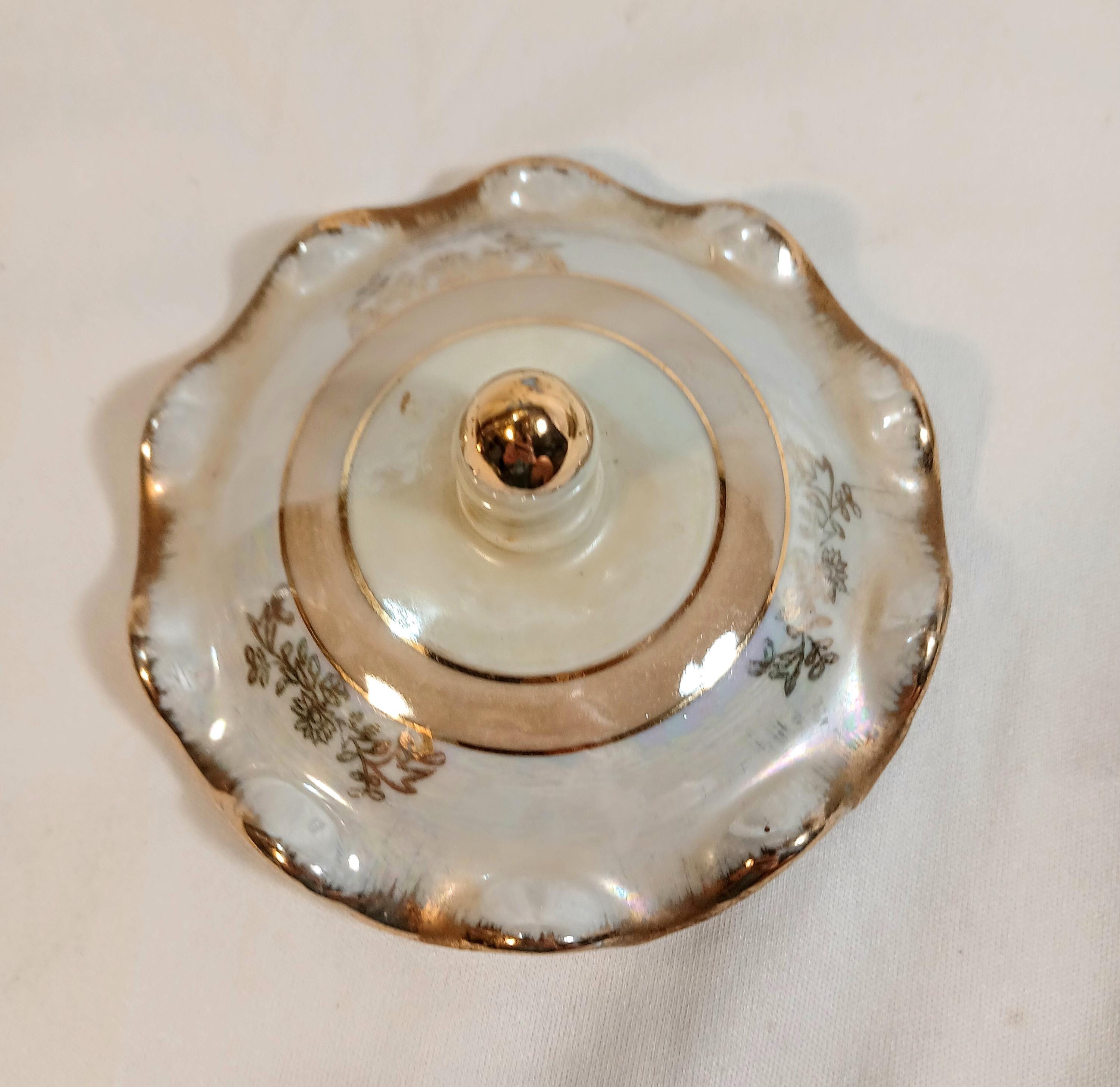 Vintage Trinket Box by Norleans - Porcelain Lusterware