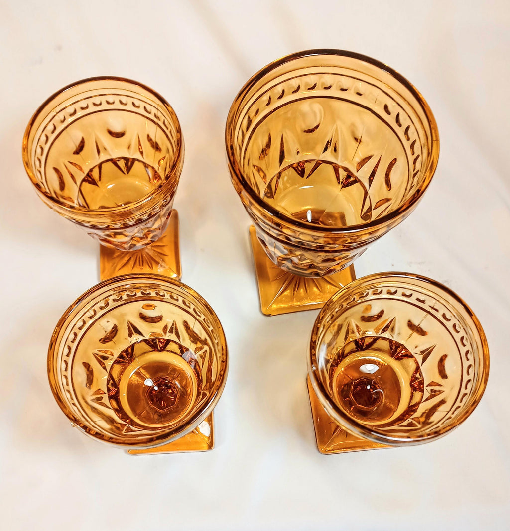 Indiana Glass Amber Wine Glasses - 1970s